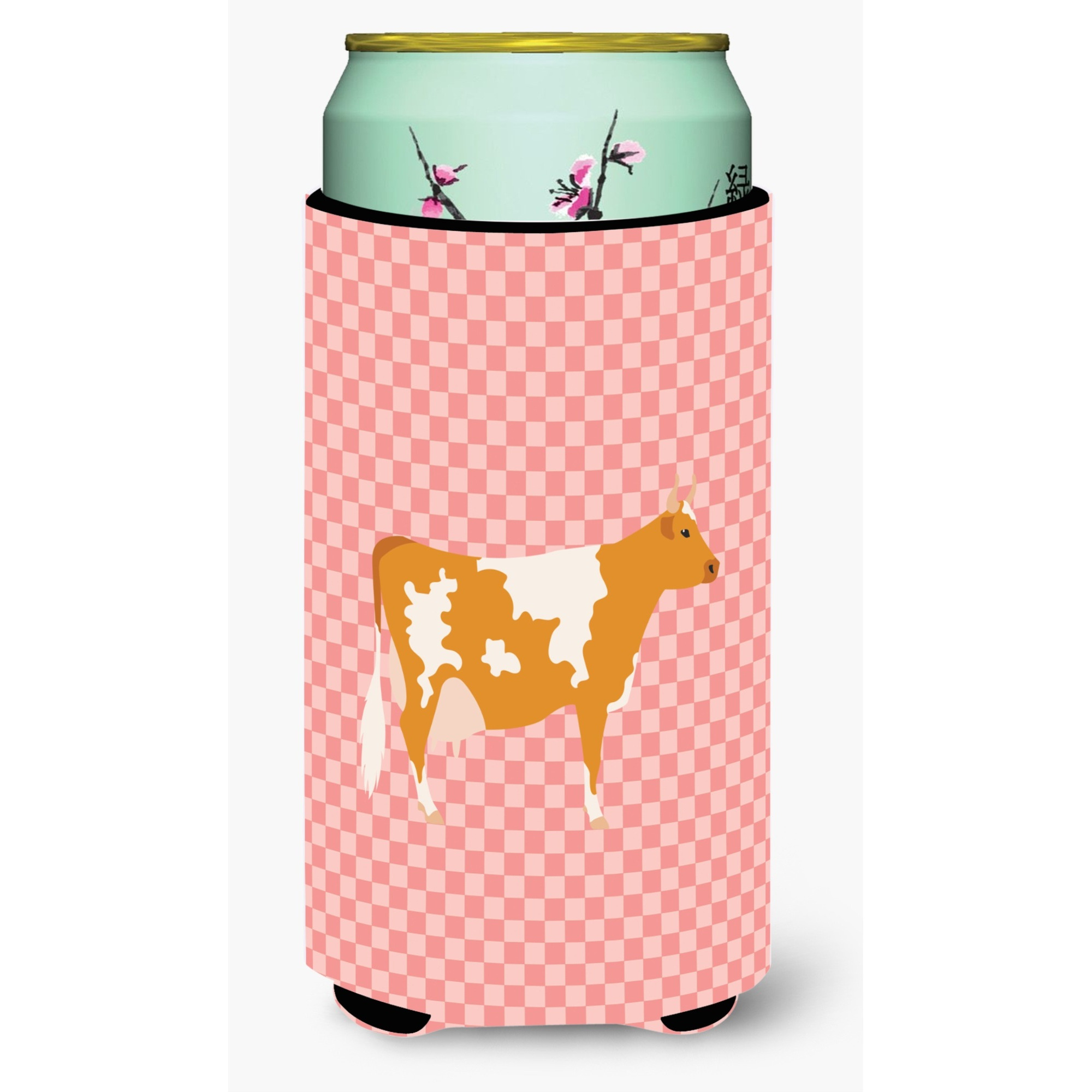 &quotCaroline's Treasures Guernsey Cow Pink Check Decorative Can Hugger, Tall Boy, Multicolor"