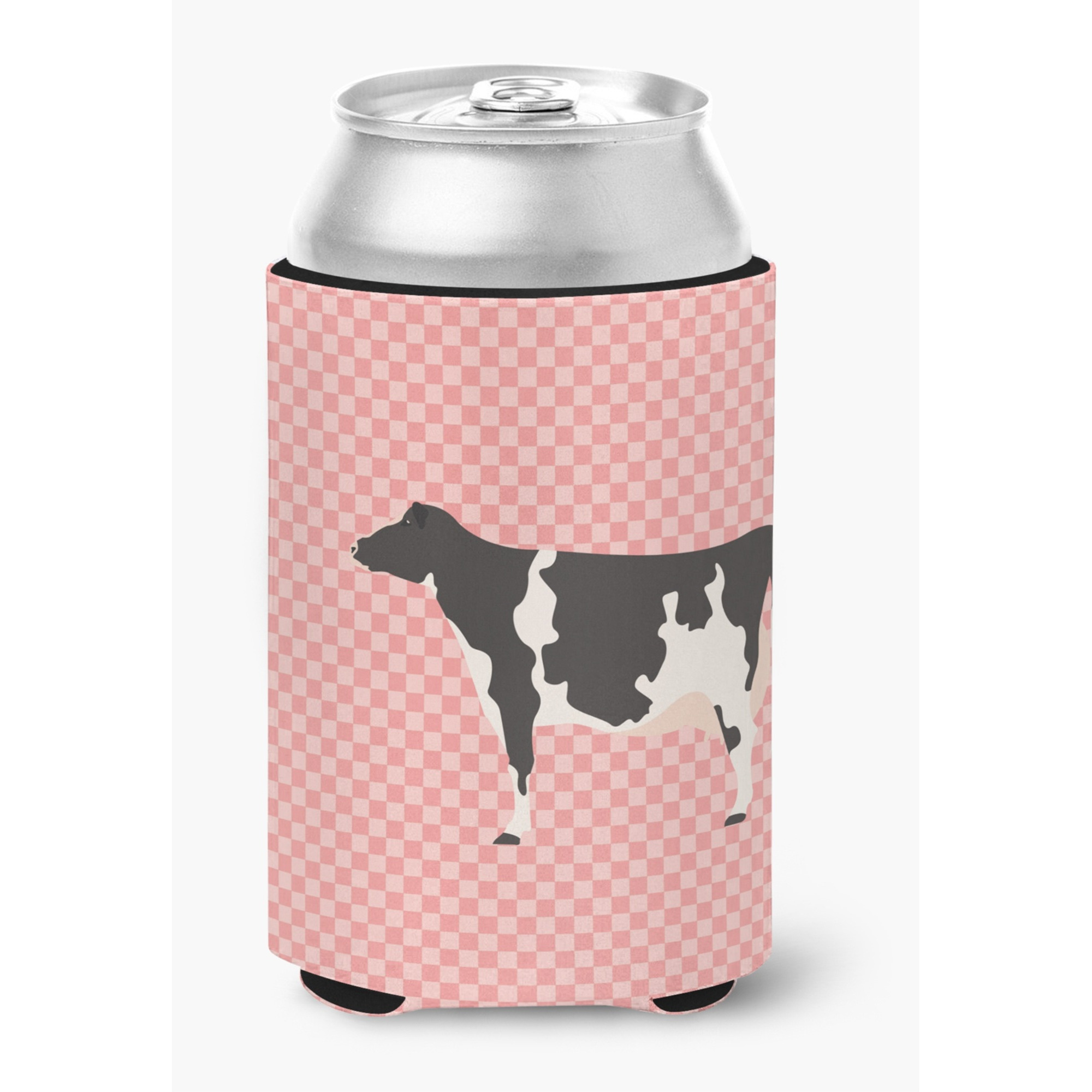 &quotCaroline's Treasures Holstein Cow Pink Check Decorative Can Hugger, Multicolor"