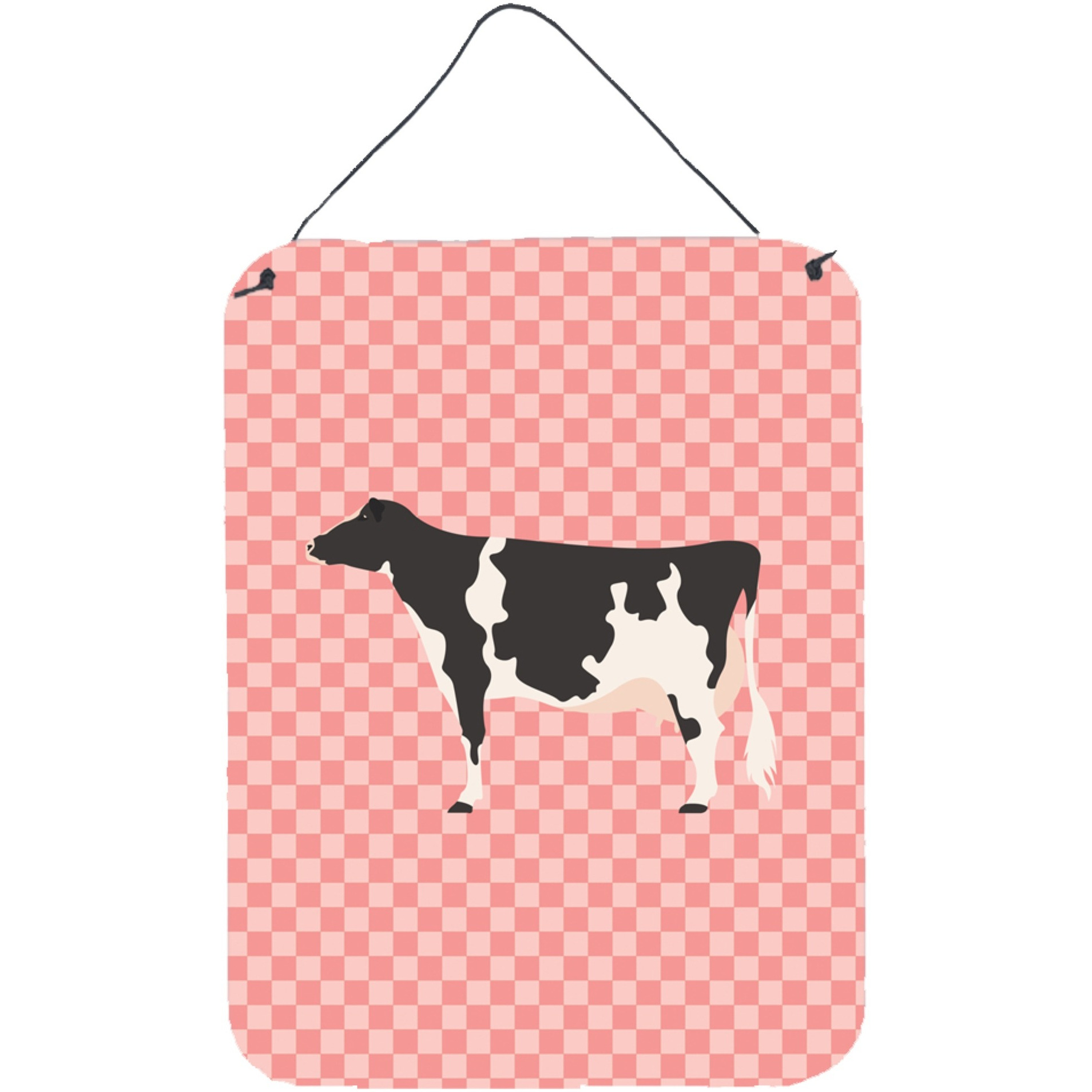 &quotCaroline's Treasures Holstein Cow Pink Check Metal Print, 16hx12w, Multicolor"