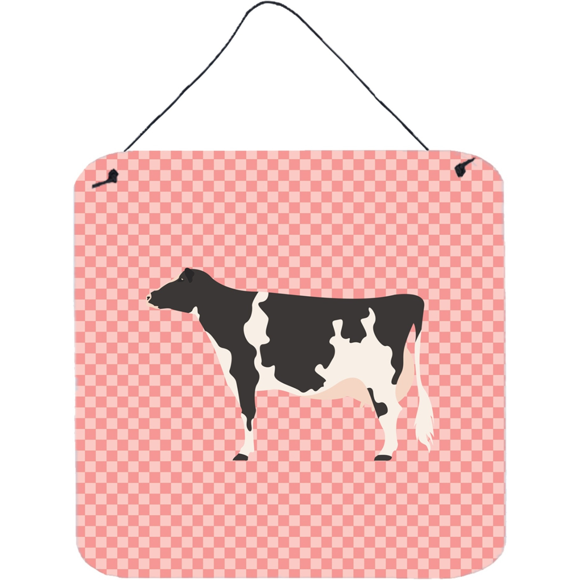 &quotCaroline's Treasures Pink Holstein Cow Check Metal Print, 6hx6w"