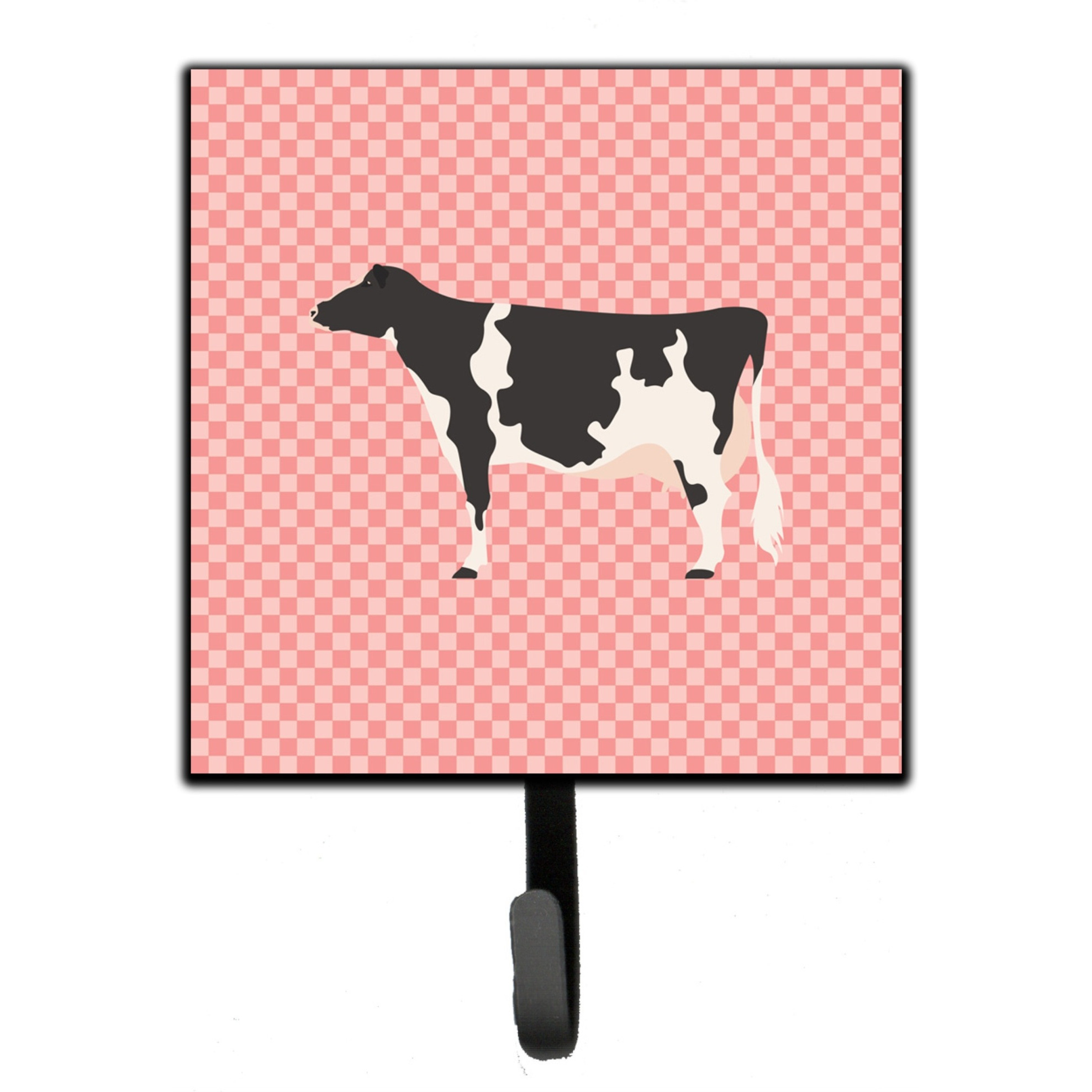 &quotCaroline's Treasures Holstein Cow Pink Check Wall Hook, Small, Multicolor"