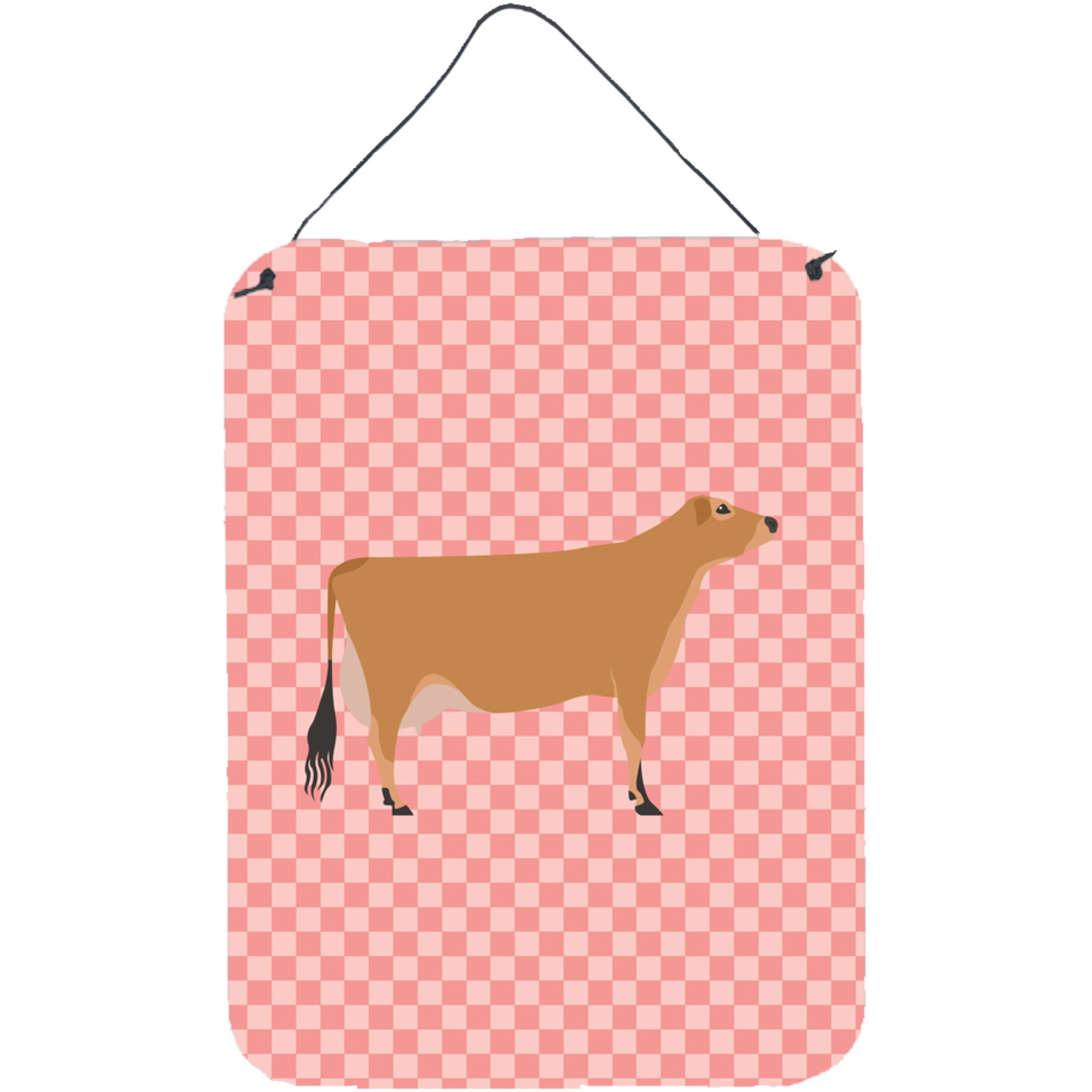 &quotCaroline's Treasures Jersey Cow Pink Check Metal Print, 16hx12w, Multicolor"