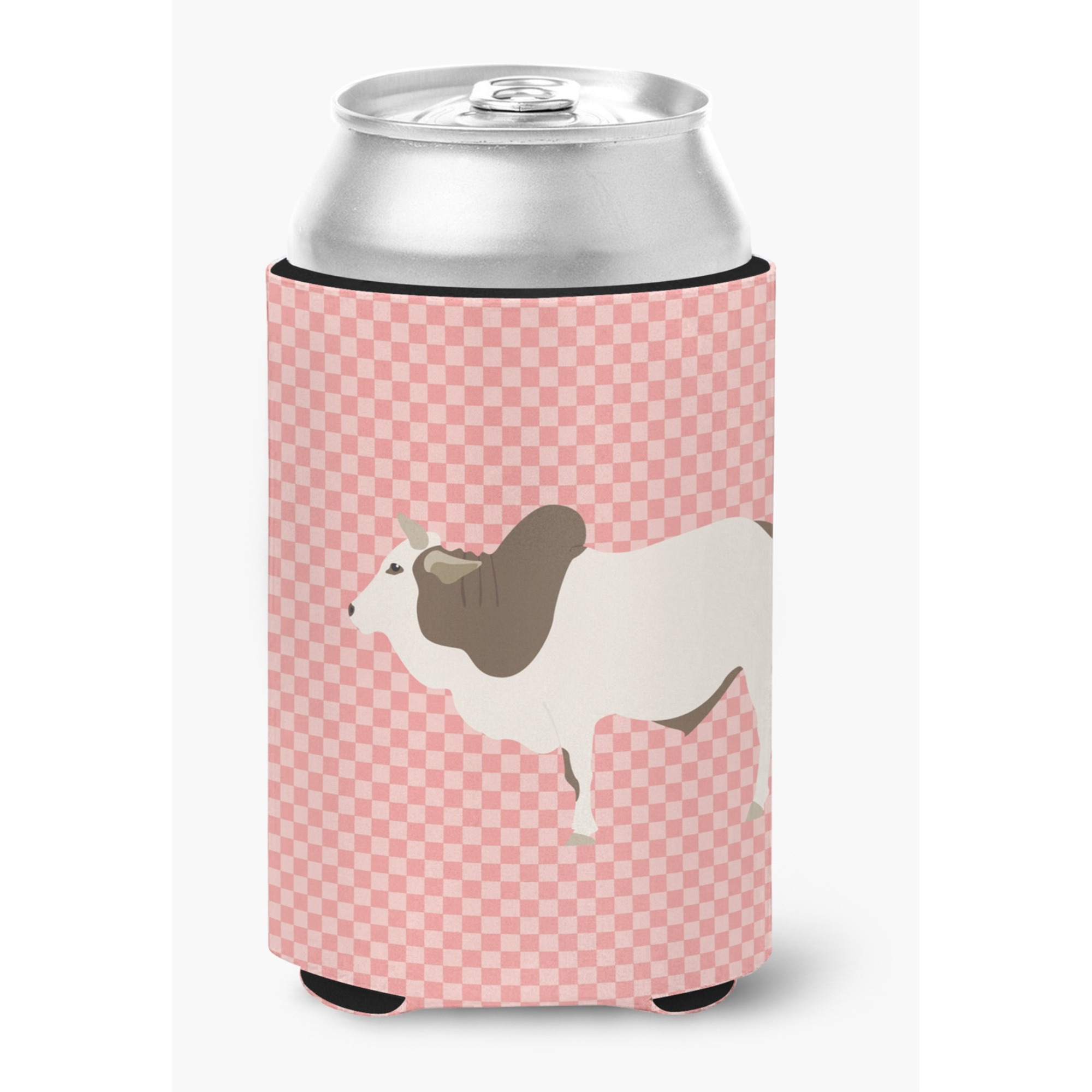 &quotCaroline's Treasures Malvi Cow Pink Check Decorative Can Hugger, Multicolor"