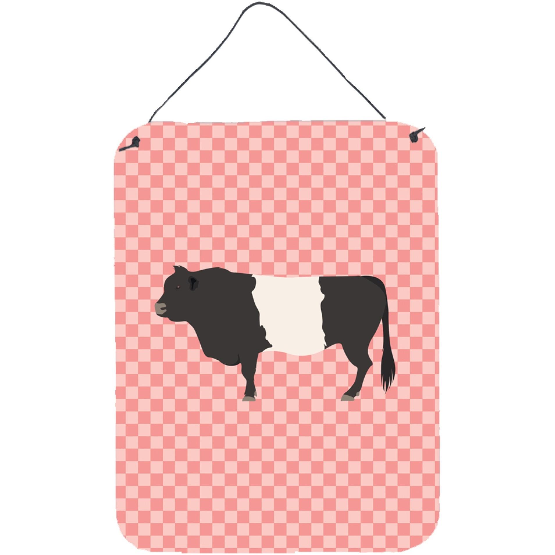 &quotCaroline's Treasures Belted Galloway Cow Pink Check Metal Print, 16hx12w, Multicolor"