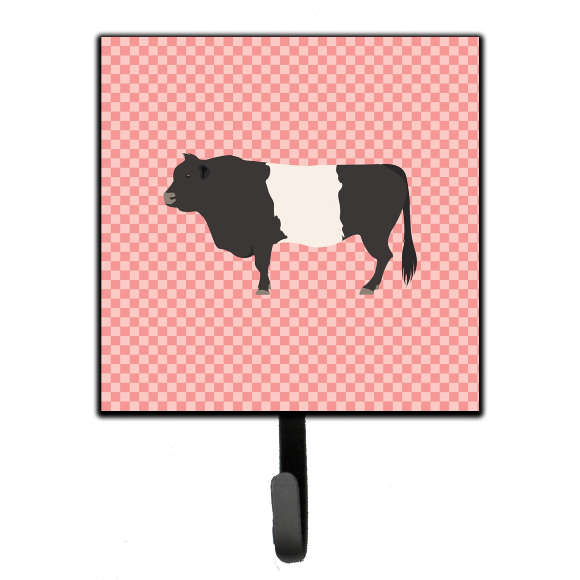 &quotCaroline's Treasures Belted Galloway Cow Pink Check Wall Hook, Small, Multicolor"