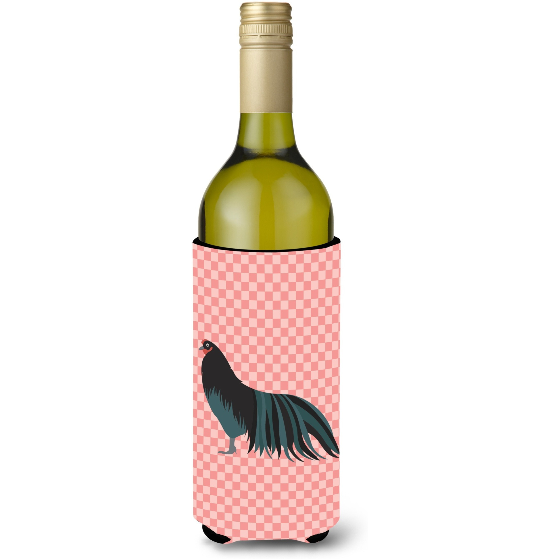 &quotCaroline's Treasures Sumatra Chicken Pink Check Decorative Bottle Hugger, 750 ml, Multicolor"