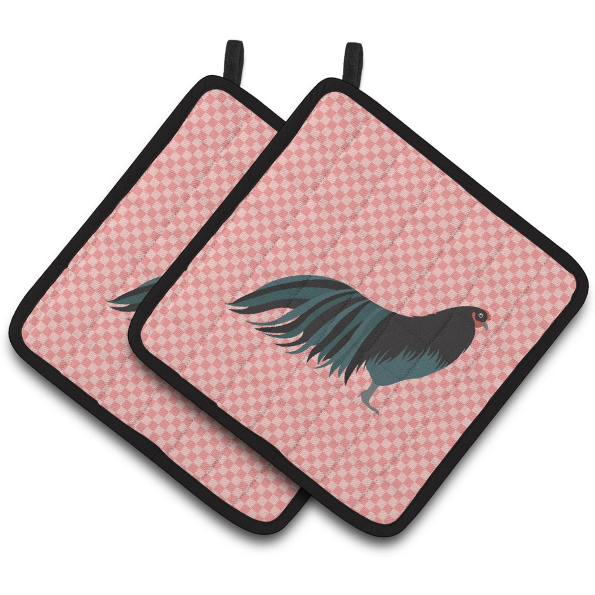 &quotCaroline's Treasures Sumatra Chicken Pink Check Decorated Pot Holder, 7.5"" x 7.5"""