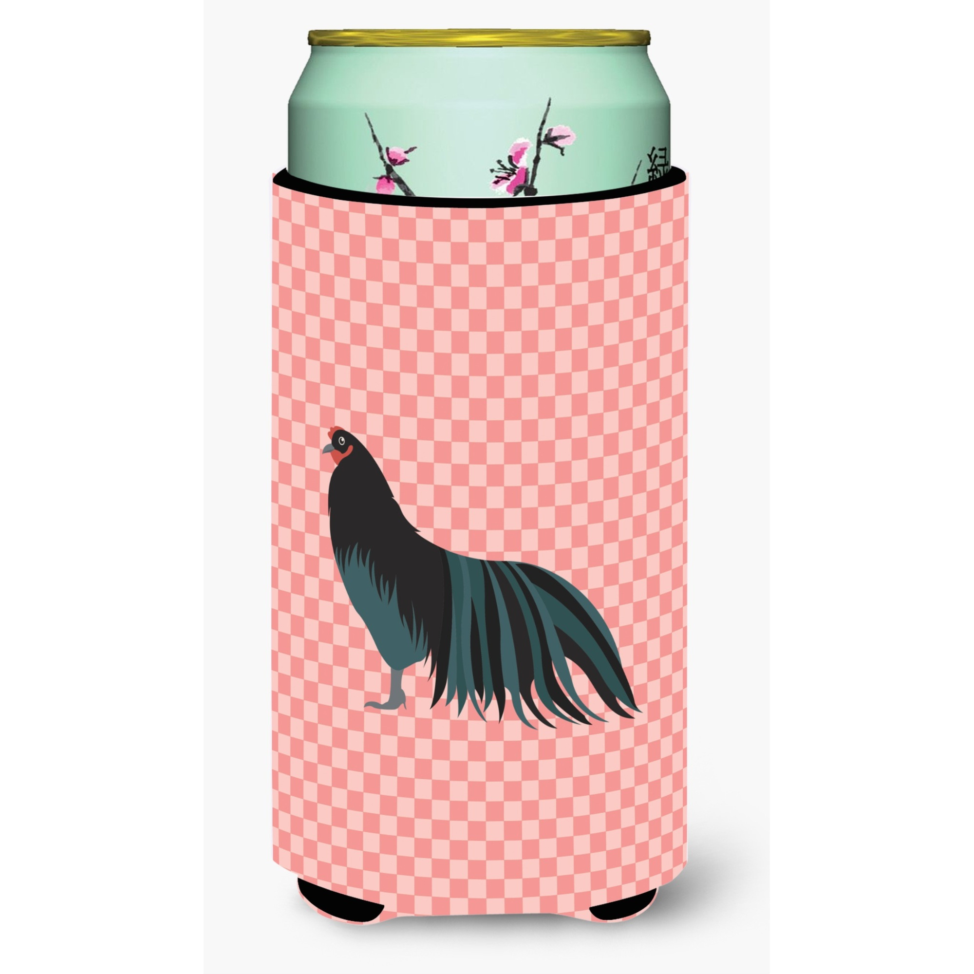 &quotCaroline's Treasures Sumatra Chicken Pink Check Decorative Can Hugger, Tall Boy, Multicolor"