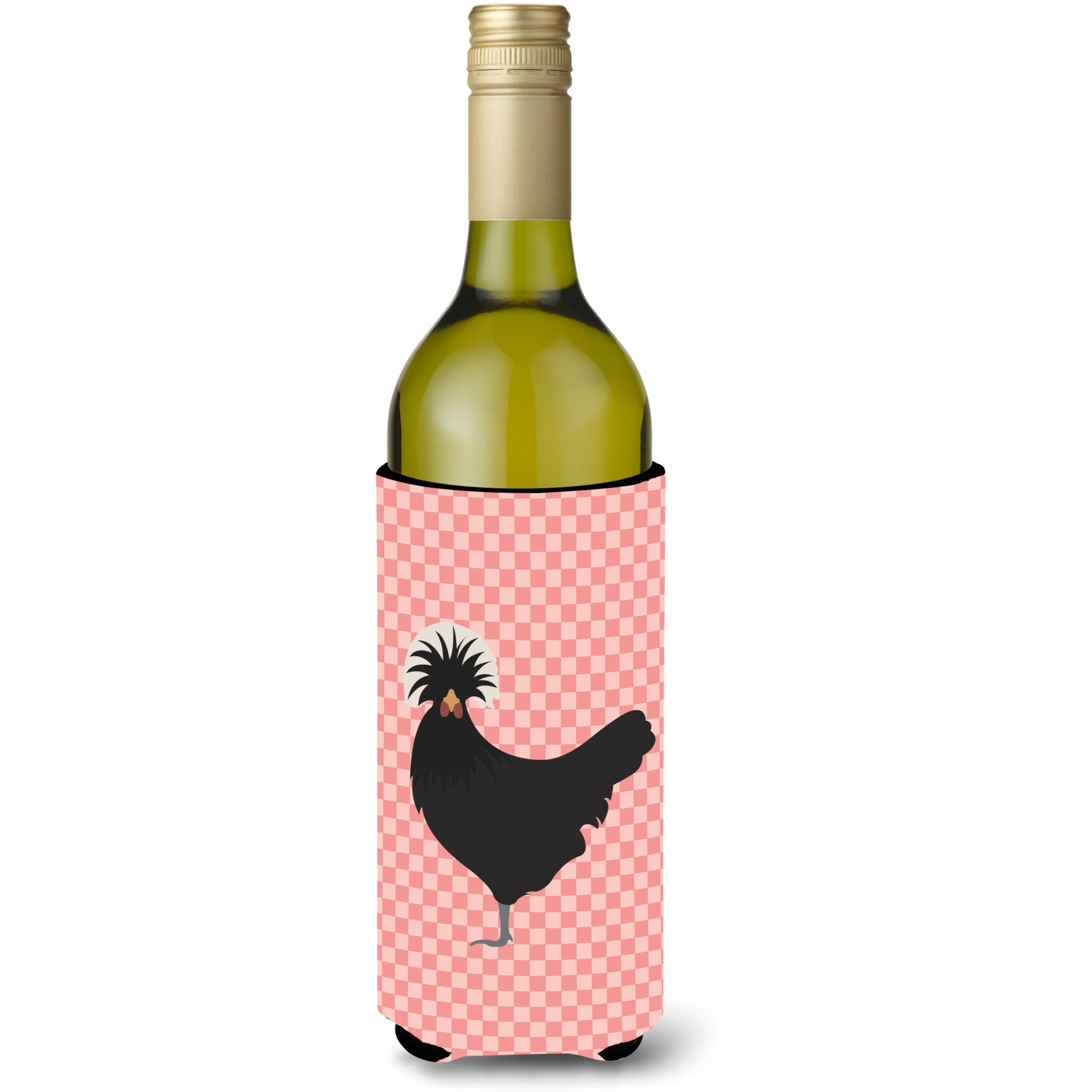 &quotCaroline's Treasures Polish Poland Chicken Pink Check Decorative Bottle Hugger, 750 ml, Multicolor"