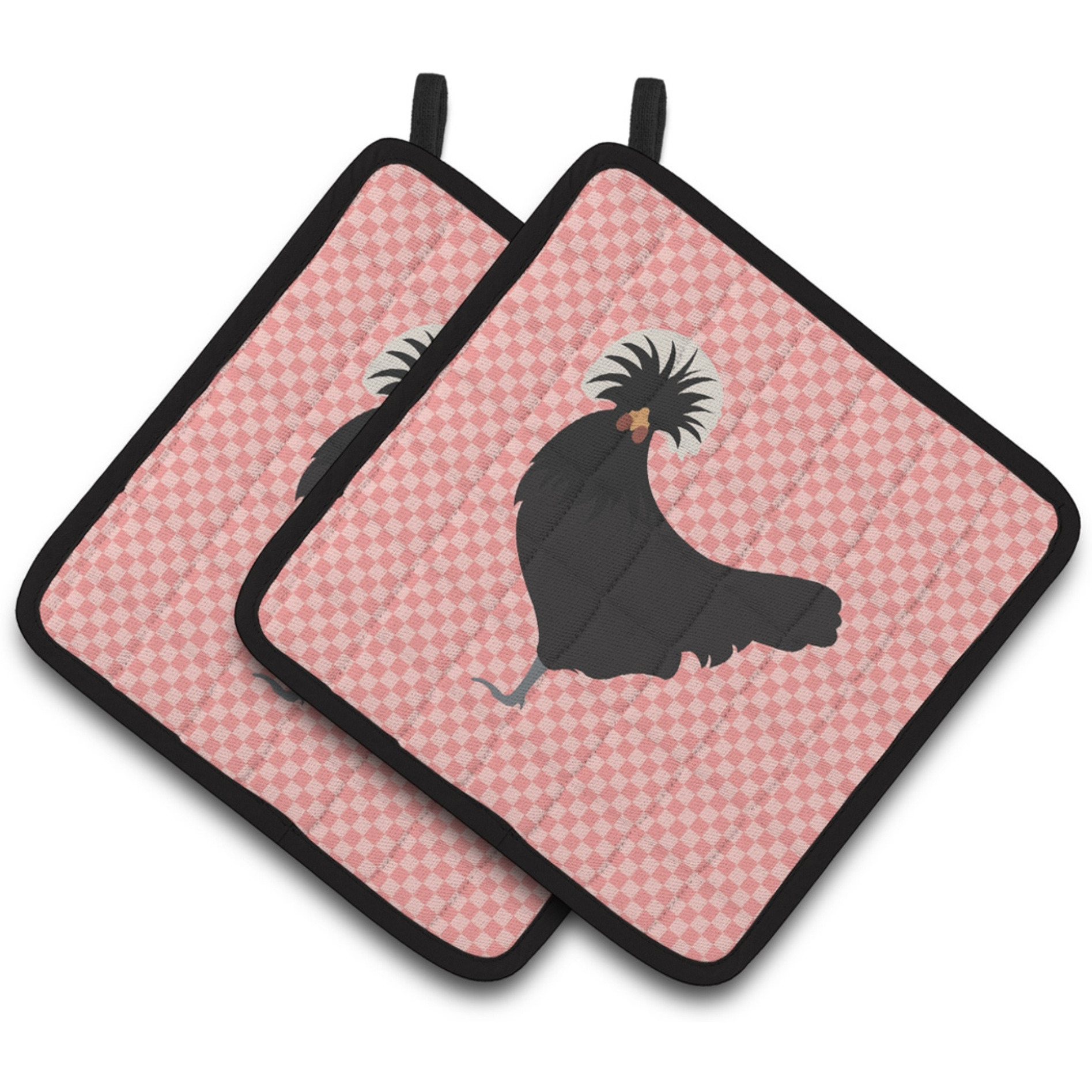 &quotCaroline's Treasures Polish Poland Chicken Pink Check Decorated Pot Holder, 7.5"" x 7.5"""