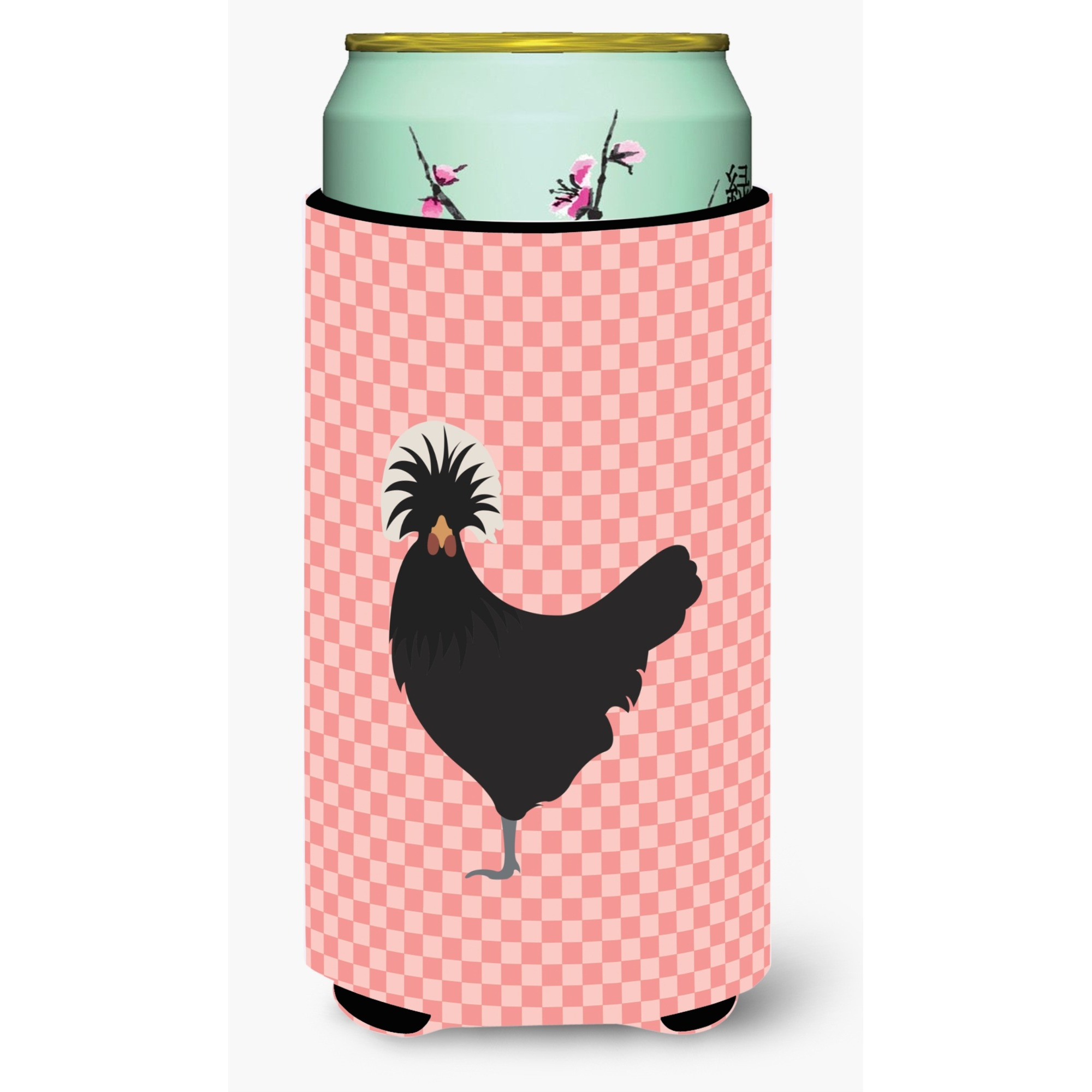 &quotCaroline's Treasures Polish Poland Chicken Pink Check Decorative Can Hugger, Tall Boy, Multicolor"