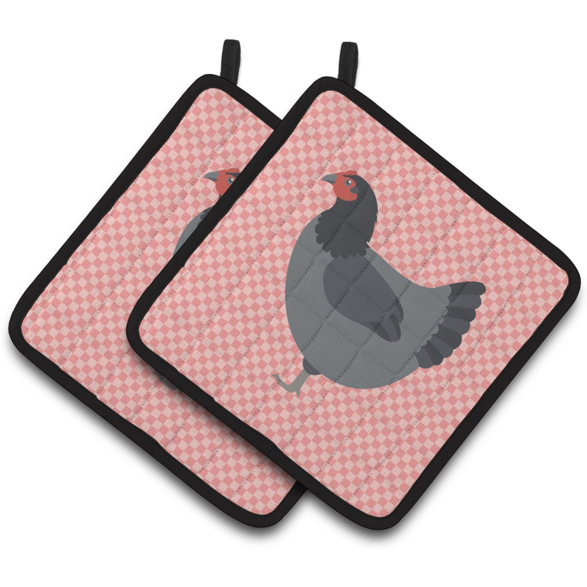 &quotCaroline's Treasures Jersey Giant Chicken Pink Check Decorated Pot Holder, 7.5"" x 7.5"""