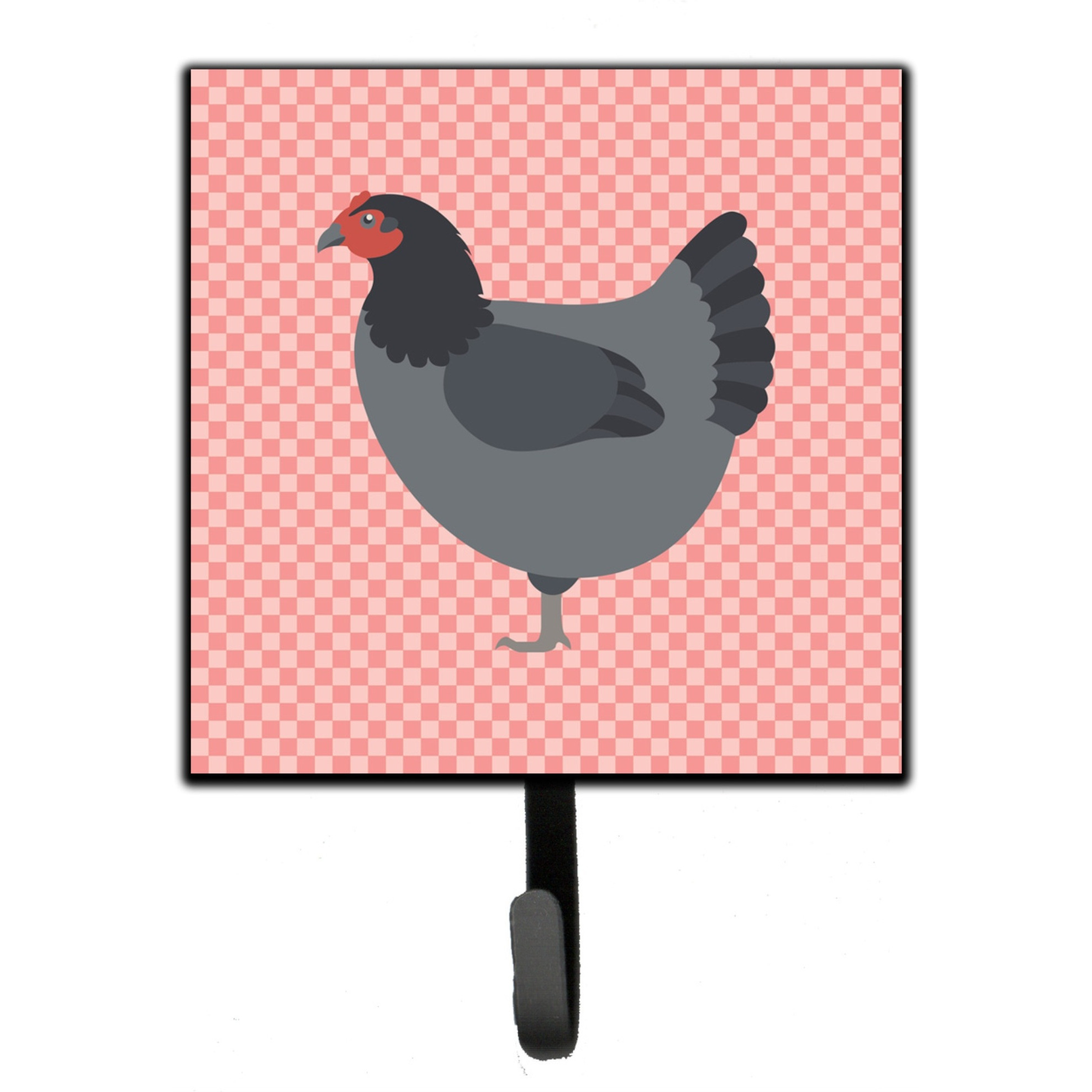 &quotCaroline's Treasures Jersey Giant Chicken Pink Check Wall Hook, Small, Multicolor"
