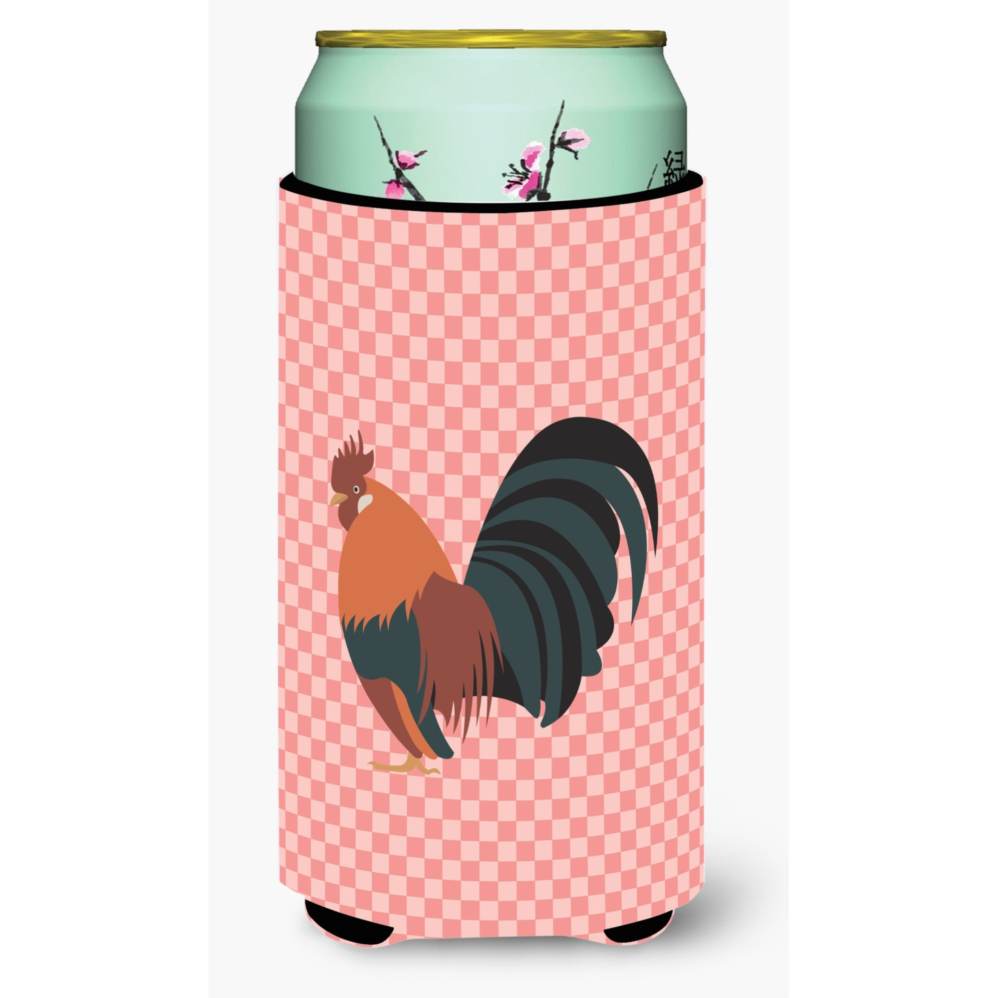 &quotCaroline's Treasures Dutch Bantam Chicken Pink Check Decorative Can Hugger, Tall Boy, Multicolor"