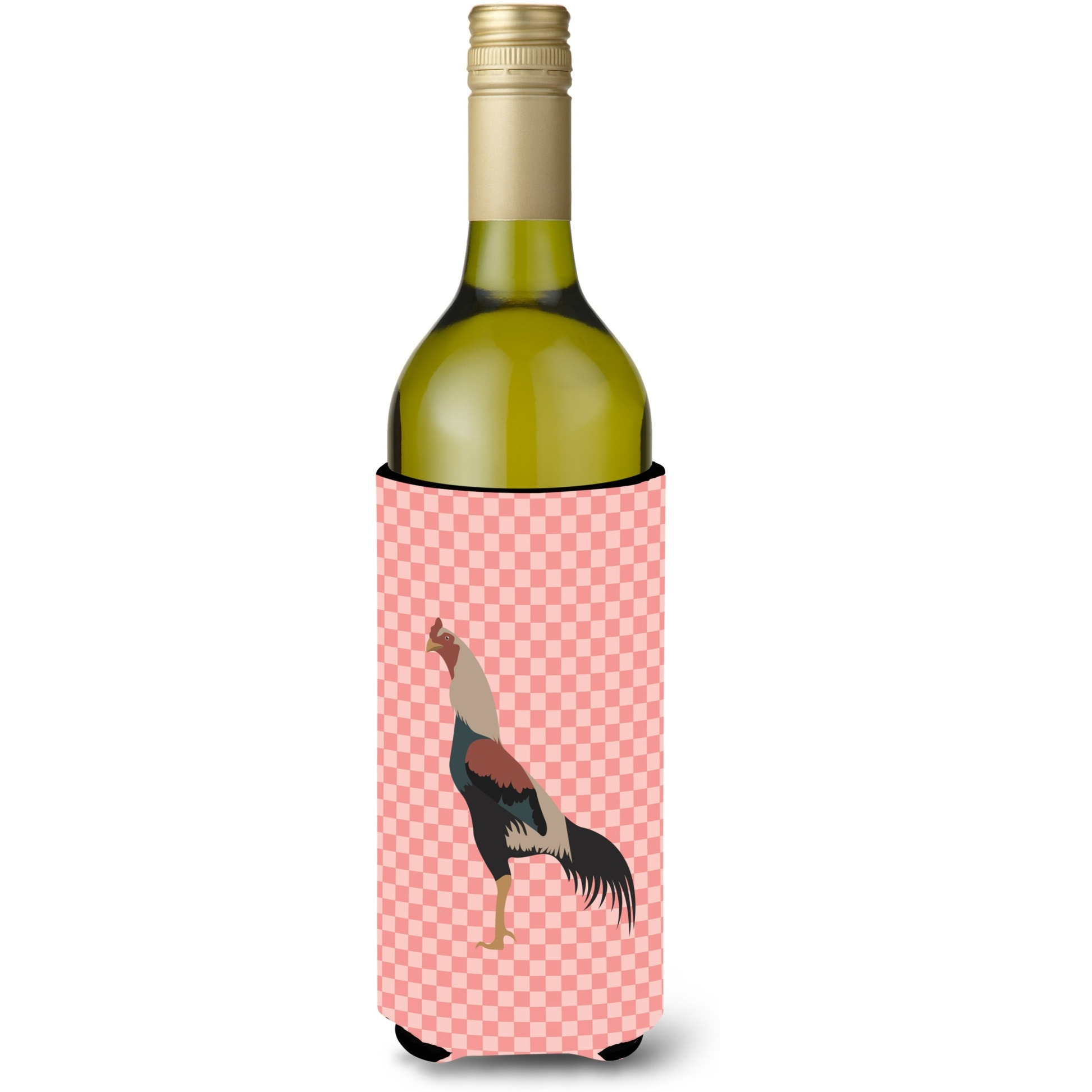 &quotCaroline's Treasures Kulang Chicken Pink Check Decorative Bottle Hugger, 750 ml, Multicolor"