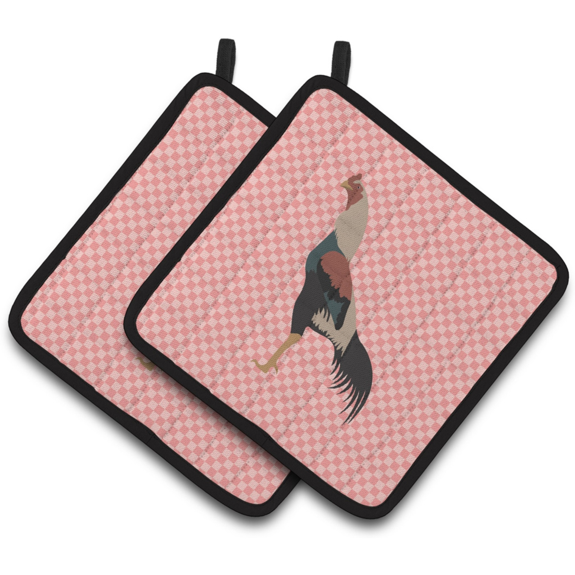 &quotCaroline's Treasures Kulang Chicken Pink Check Decorated Pot Holder, 7.5"" x 7.5"""