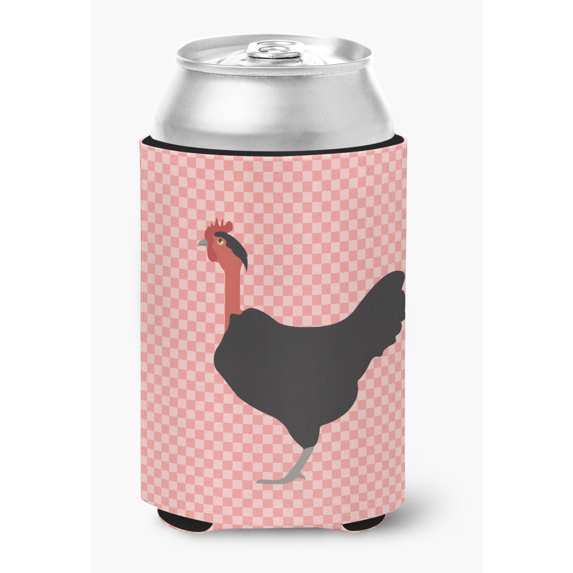 &quotCaroline's Treasures Naked Neck Chicken Pink Check Decorative Can Hugger, Multicolor"