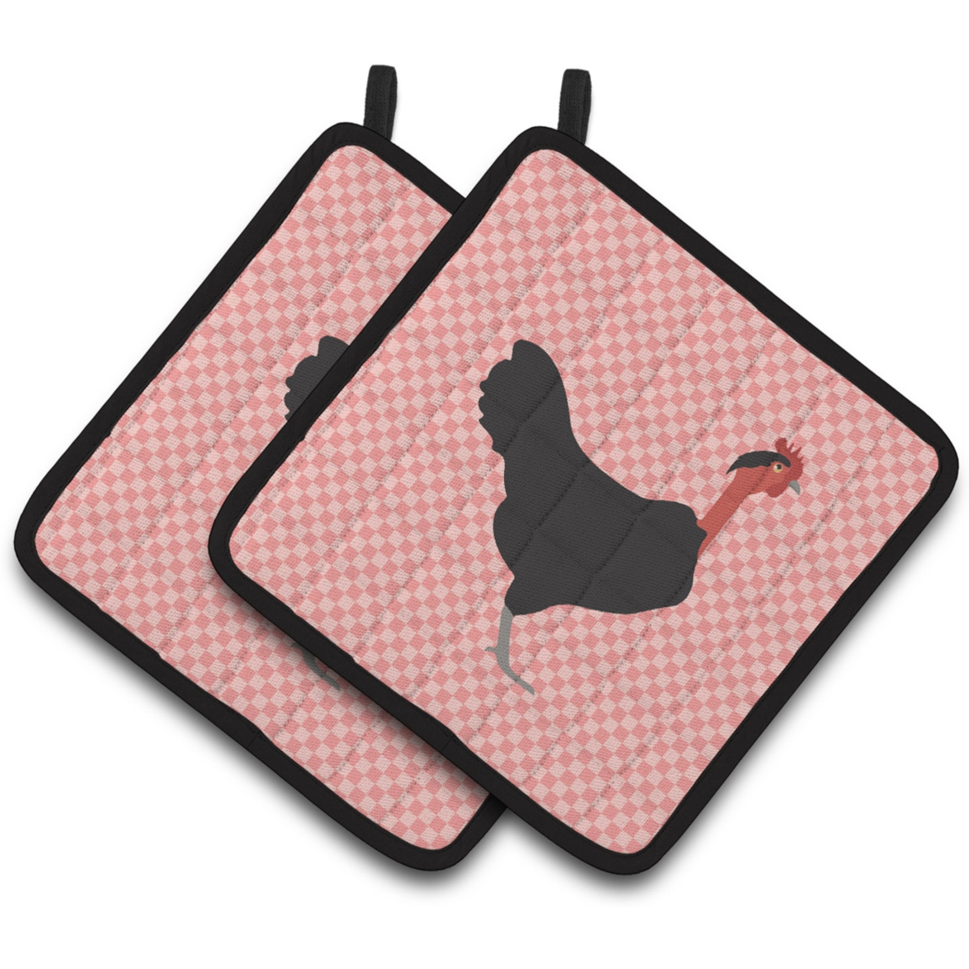 &quotCaroline's Treasures Naked Neck Chicken Pink Check Decorated Pot Holder, 7.5"" x 7.5"""