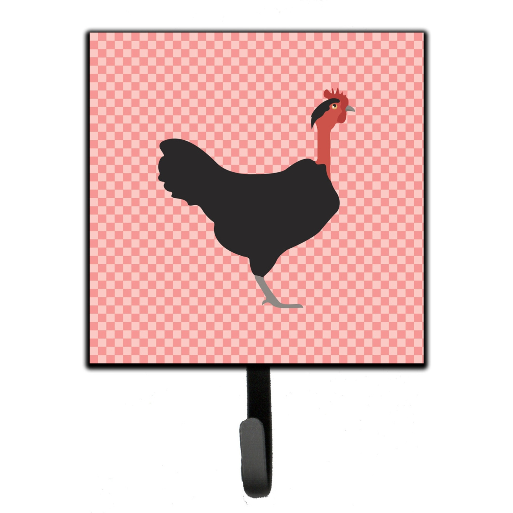 &quotCaroline's Treasures Naked Neck Chicken Pink Check Wall Hook, Small, Multicolor"