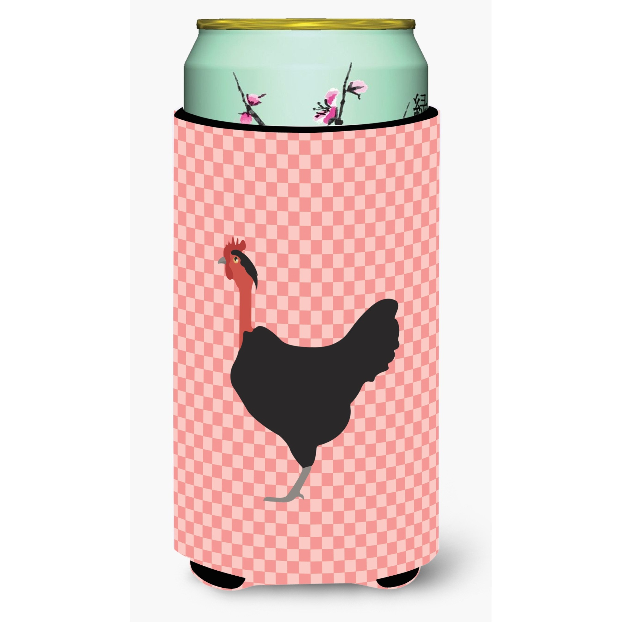 &quotCaroline's Treasures Naked Neck Chicken Pink Check Decorative Can Hugger, Tall Boy, Multicolor"