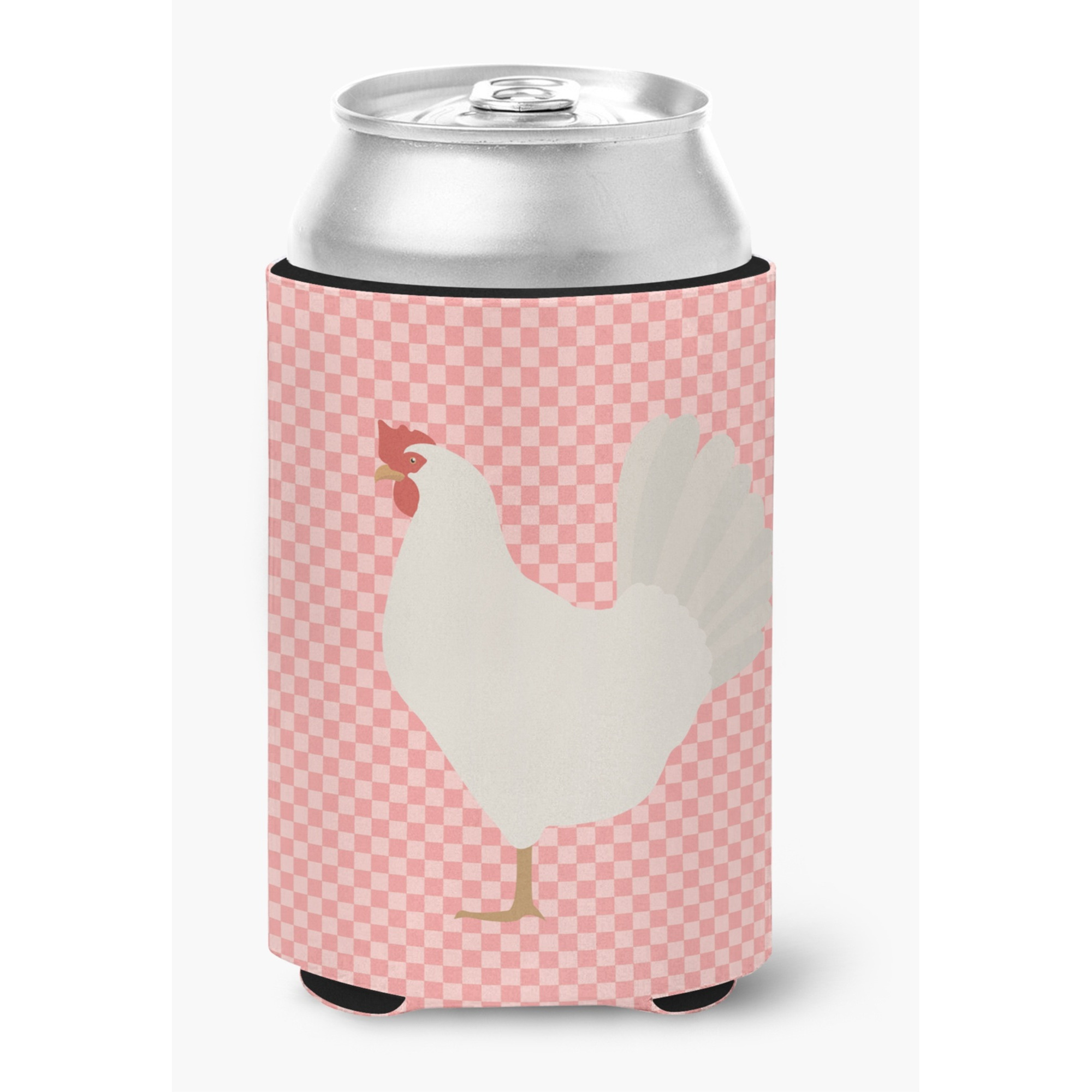 &quotCaroline's Treasures Leghorn Chicken Pink Check Decorative Can Hugger, Multicolor"