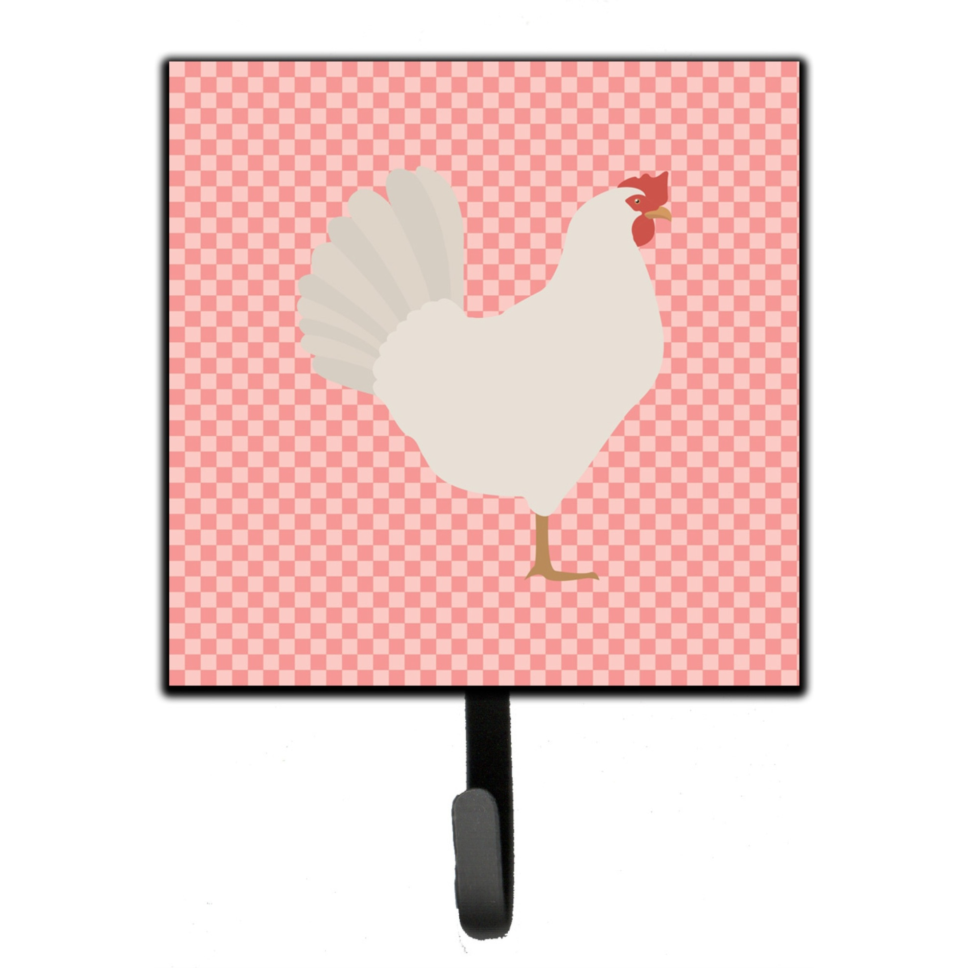 &quotCaroline's Treasures Leghorn Chicken Pink Check Wall Hook, Small, Multicolor"