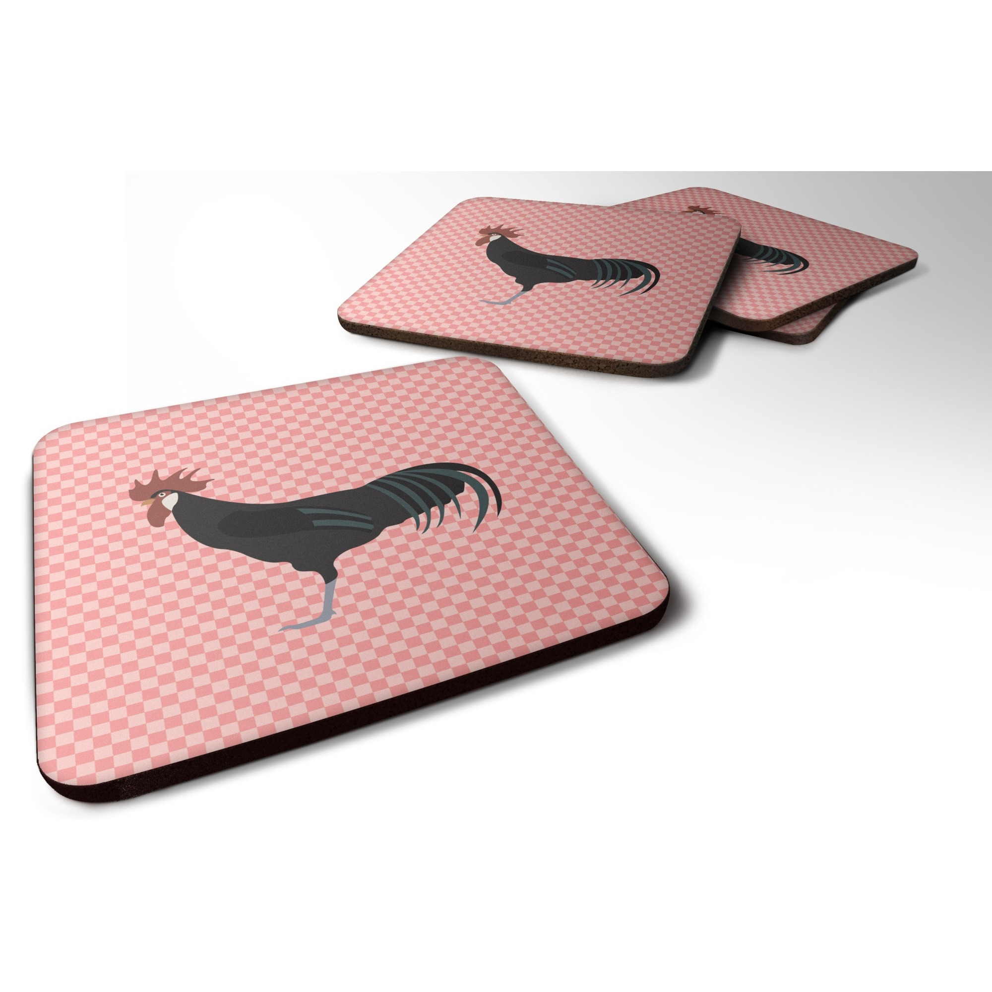 &quotCaroline's Treasures Minorca Ctalalan Chicken Pink Check Decorative coasters, 3.5, Multicolor"