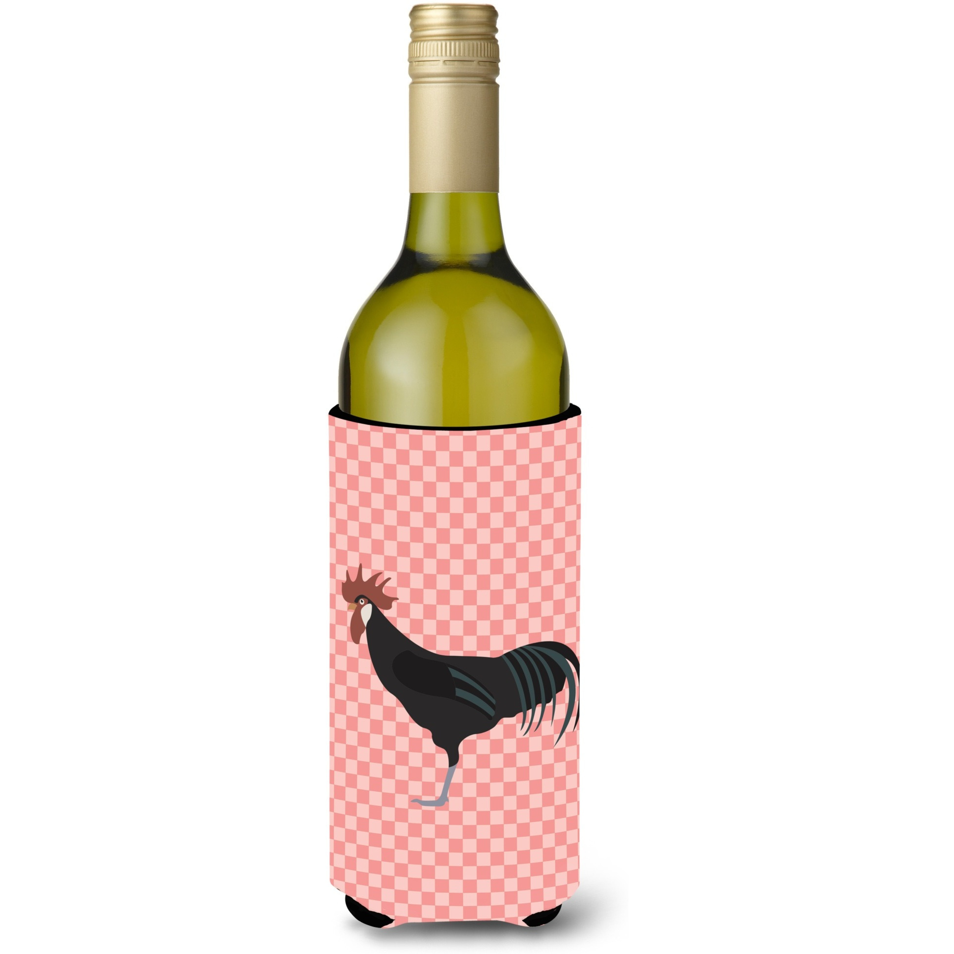 &quotCaroline's Treasures Minorca Ctalalan Chicken Pink Check Decorative Bottle Hugger, 750 ml, Multicolor"