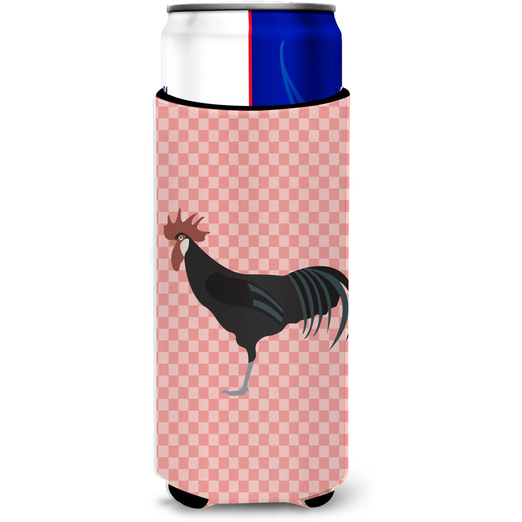 &quotCaroline's Treasures Minorca Ctalalan Chicken Pink Check Decorative Can Hugger, Slim, Multicolor"