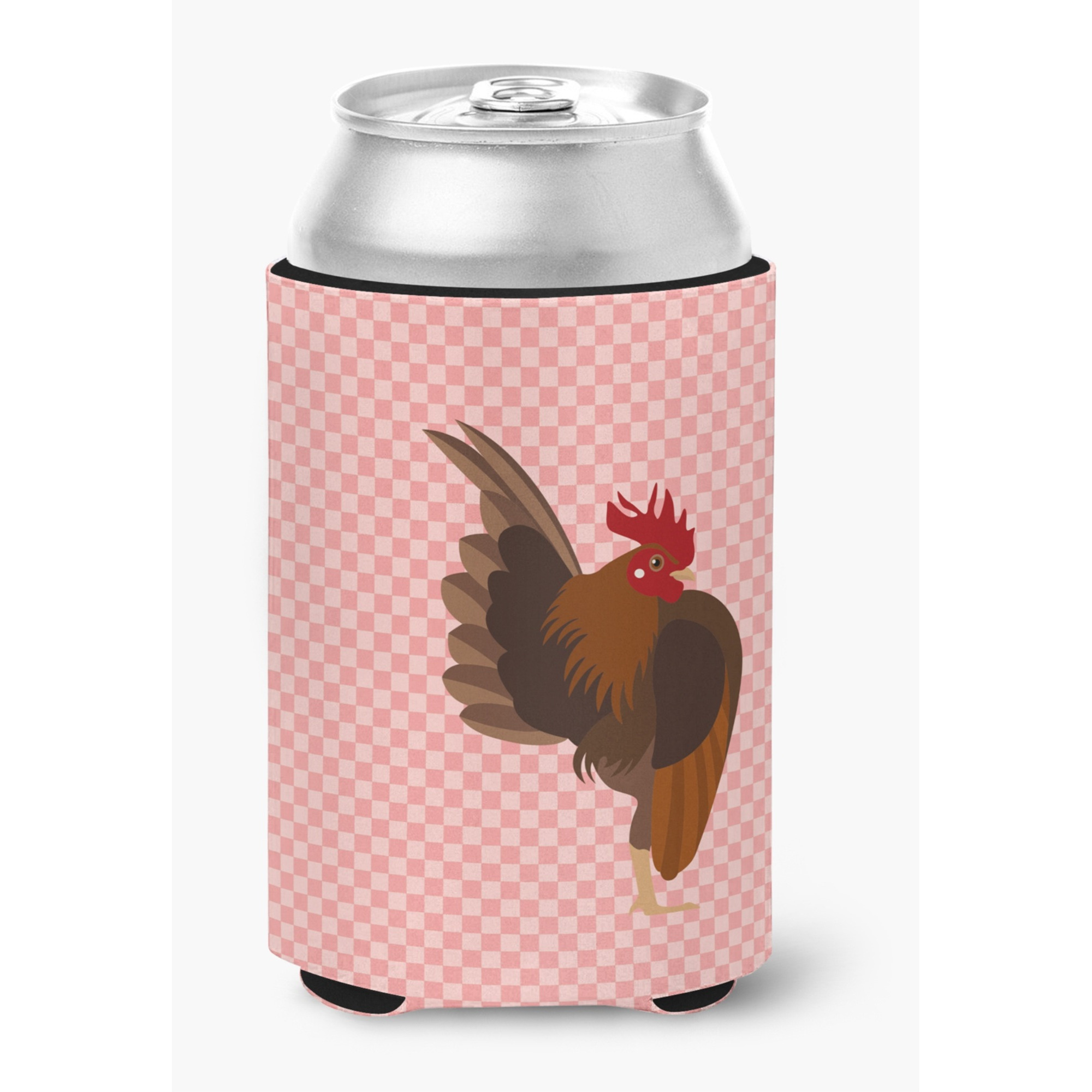 &quotCaroline's Treasures Malaysian Serama Chicken Pink Check Decorative Can Hugger, Multicolor"