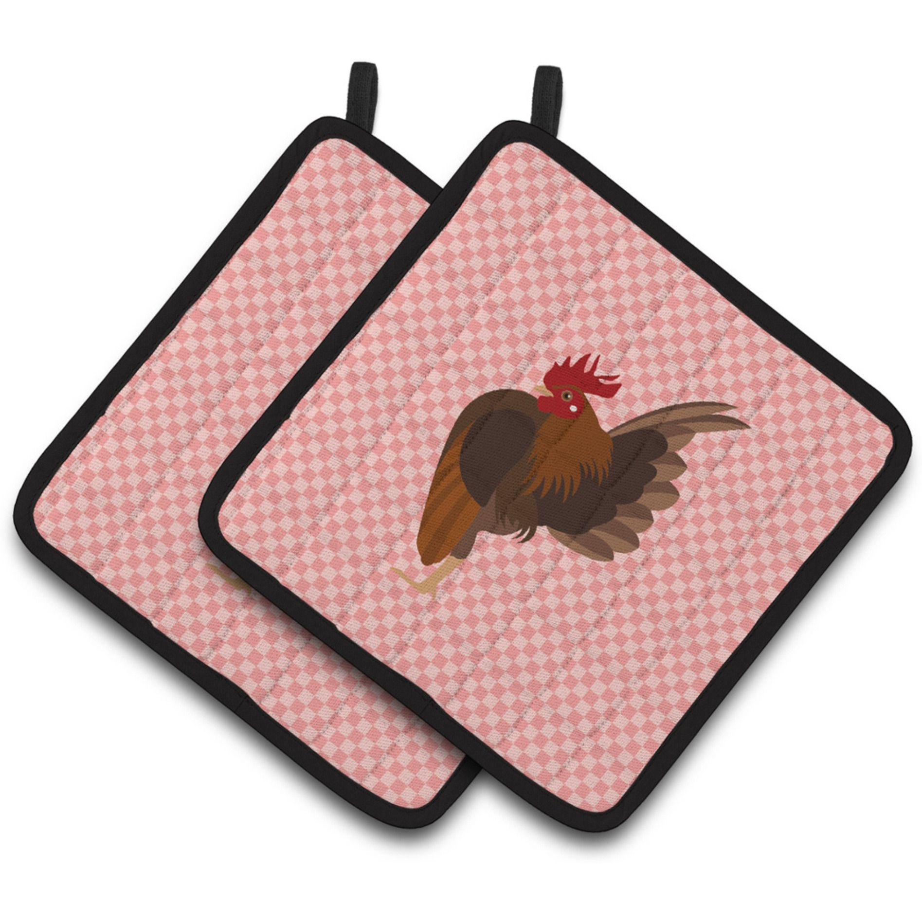 &quotCaroline's Treasures Malaysian Serama Chicken Pink Check Decorated Pot Holder, 7.5"" x 7.5"""