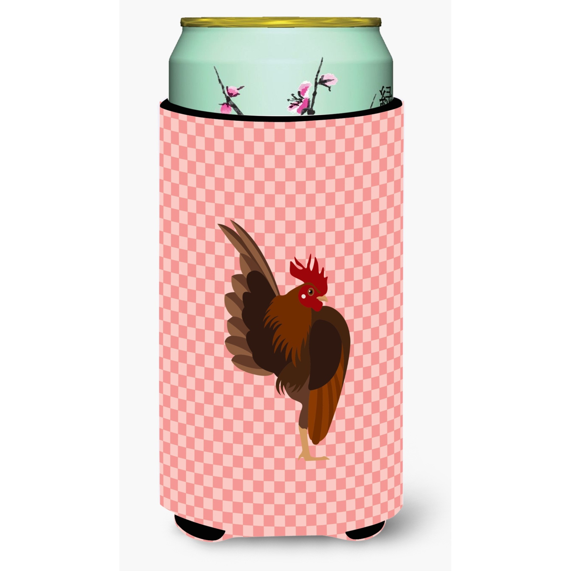 &quotCaroline's Treasures Malaysian Serama Chicken Pink Check Decorative Can Hugger, Tall Boy, Multicolor"