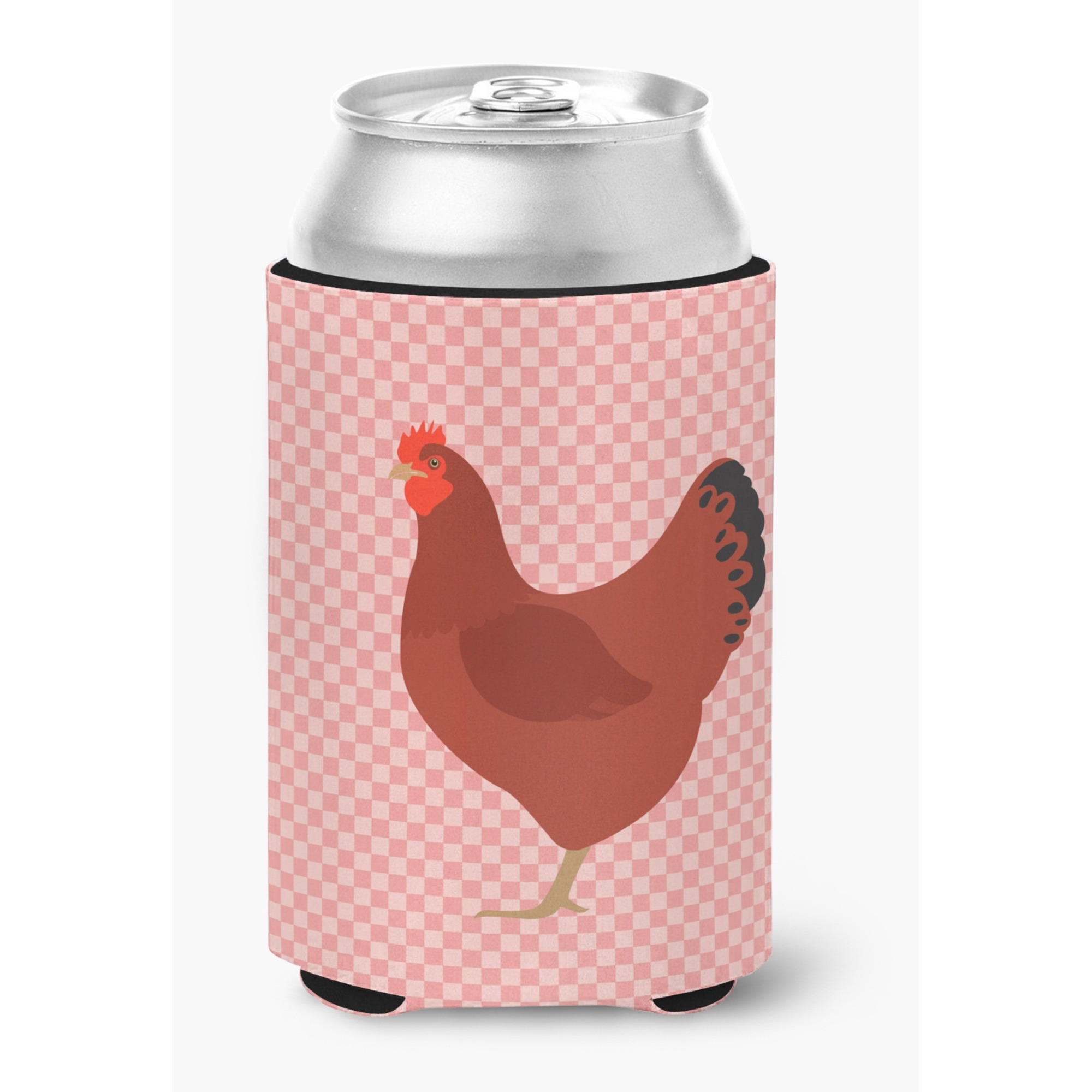 &quotCaroline's Treasures New Hampshire Red Chicken Pink Check Decorative Can Hugger, Multicolor"