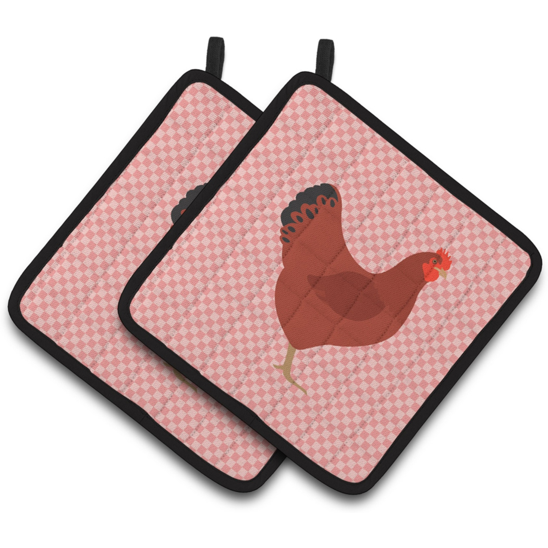&quotCaroline's Treasures New Hampshire Red Chicken Pink Check Decorated Pot Holder, 7.5"" x 7.5"""