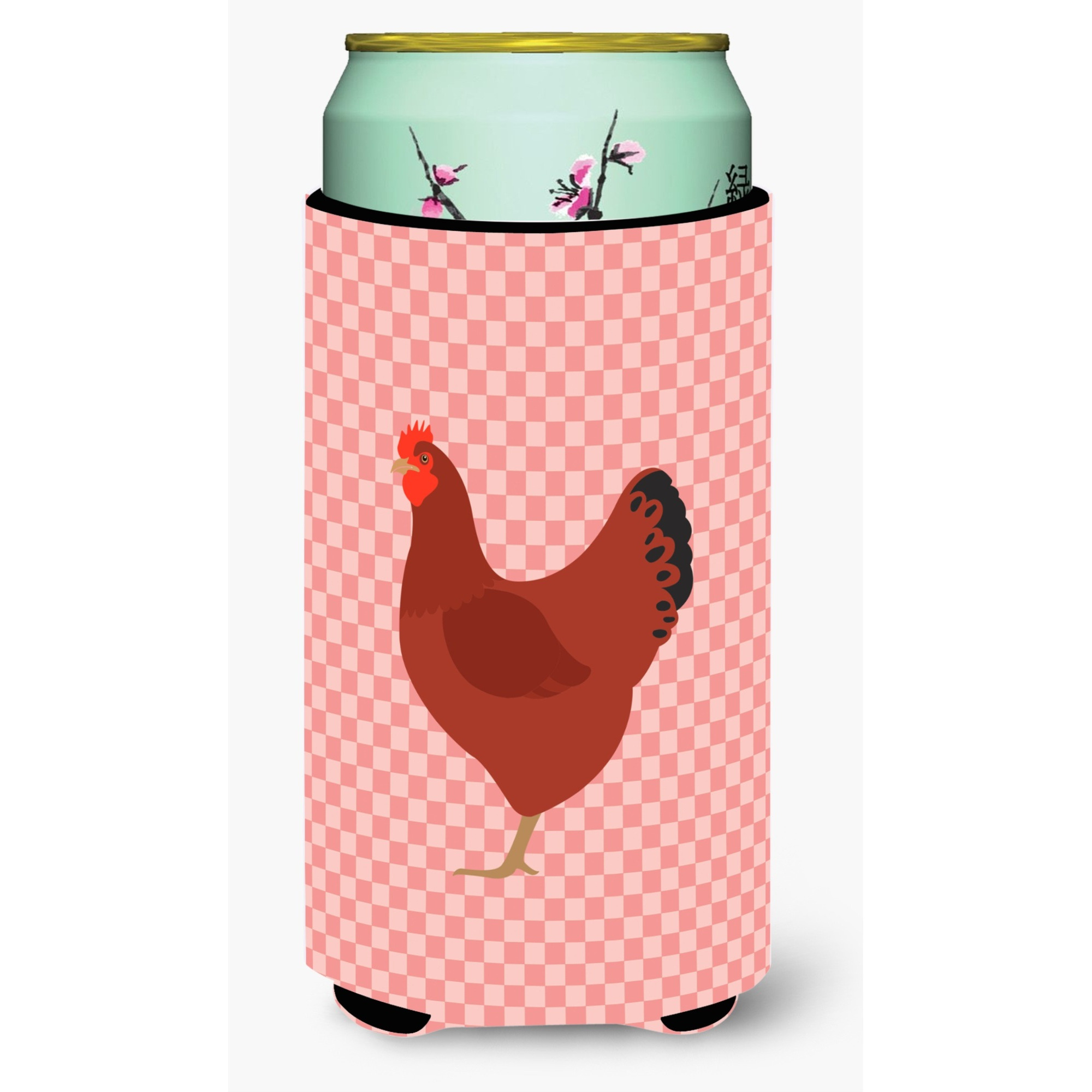 &quotCaroline's Treasures New Hampshire Red Chicken Pink Check Decorative Can Hugger, Tall Boy, Multicolor"