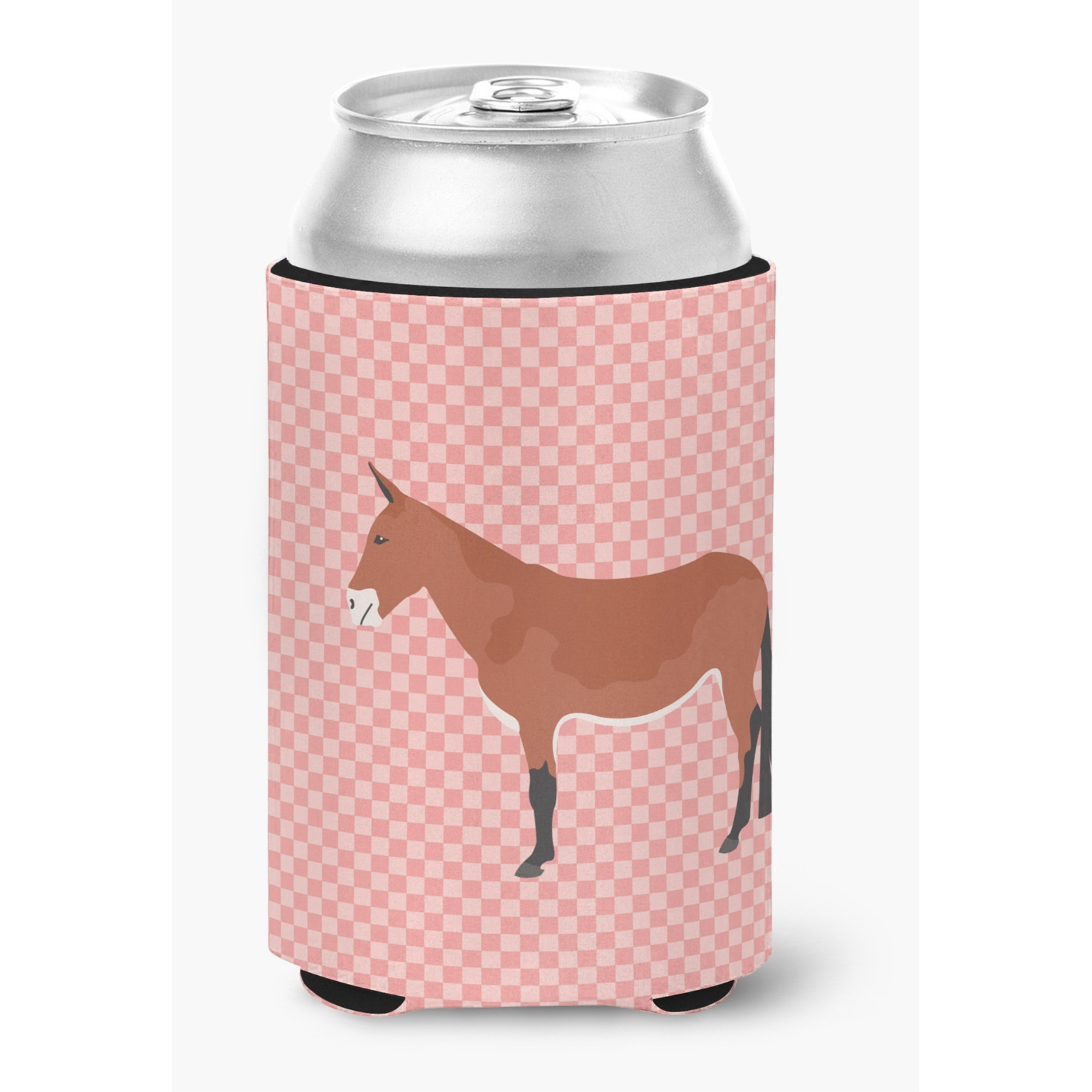 &quotCaroline's Treasures Mule Pink Check Decorative Can Hugger, Multicolor"