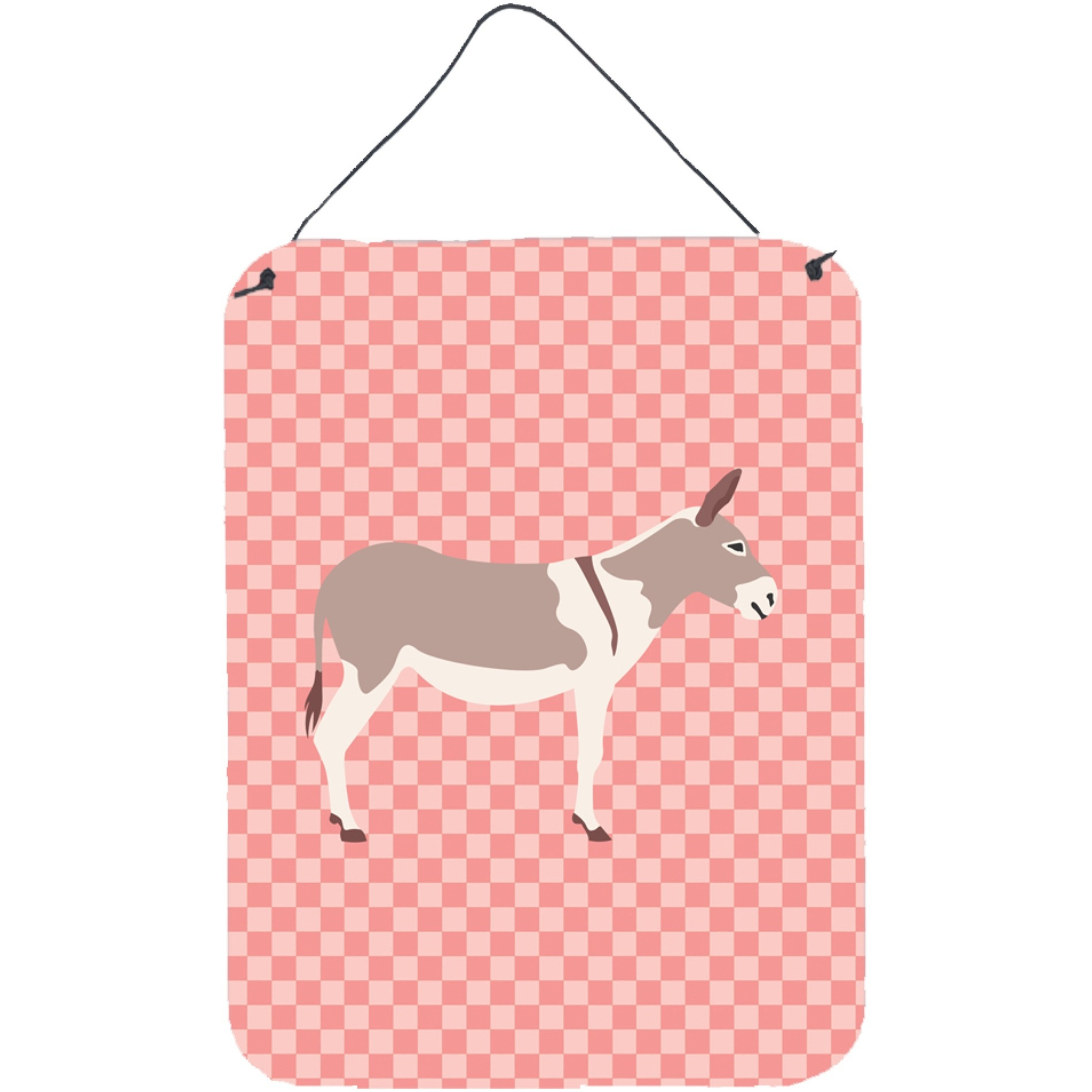 &quotCaroline's Treasures Australian Teamster Donkey Pink Check Metal Print, 16hx12w, Multicolor"