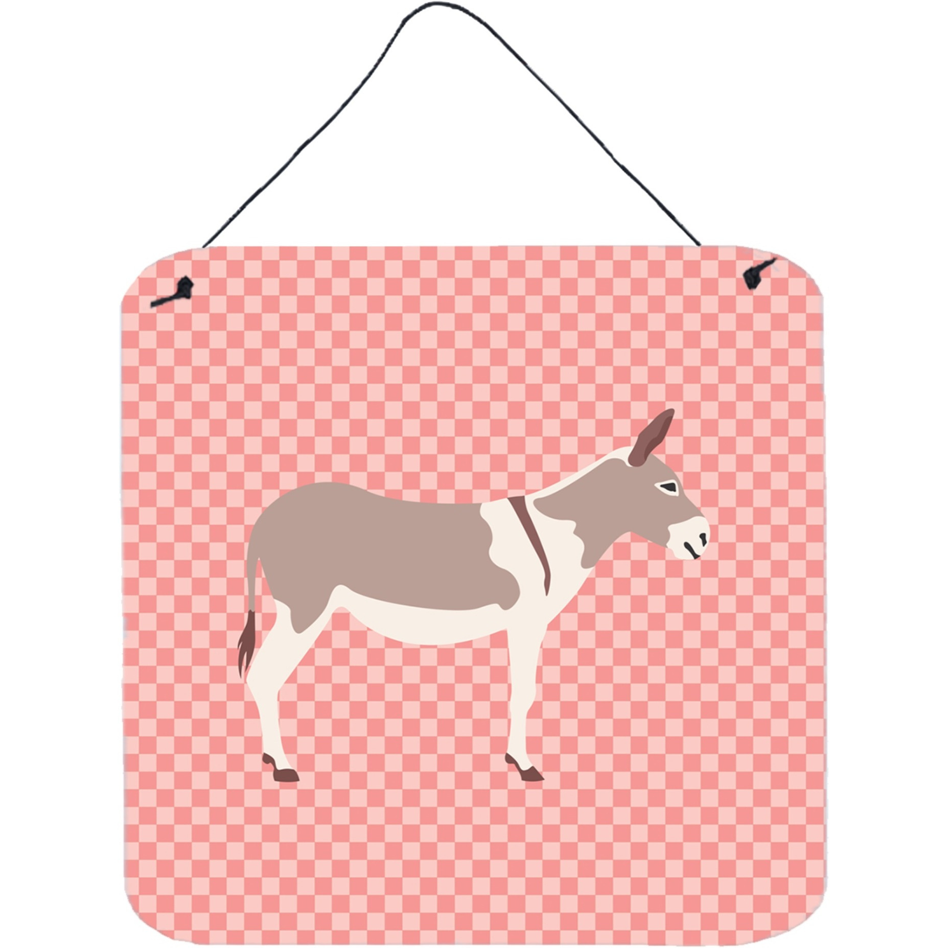 &quotCaroline's Treasures Pink Australian Teamster Donkey Check Metal Print, 6"" H x 6"" W"