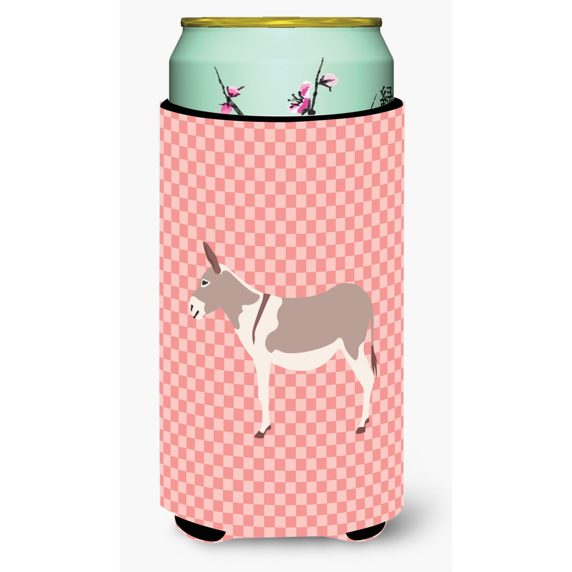 &quotCaroline's Treasures Australian Teamster Donkey Pink Check Decorative Can Hugger, Tall Boy, Multicolor"