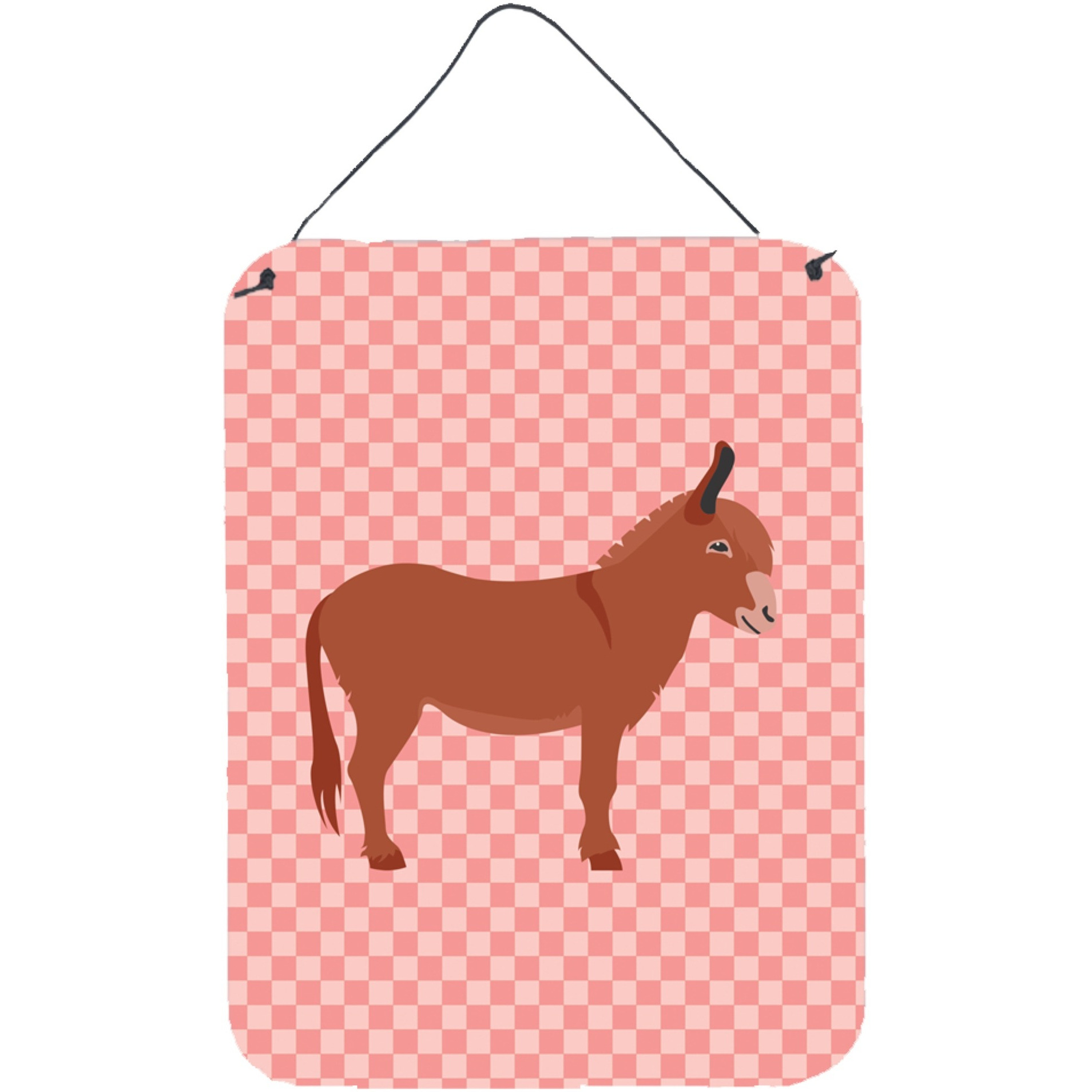 &quotCaroline's Treasures Irish Donkey Pink Check Metal Print, 16hx12w, Multicolor"