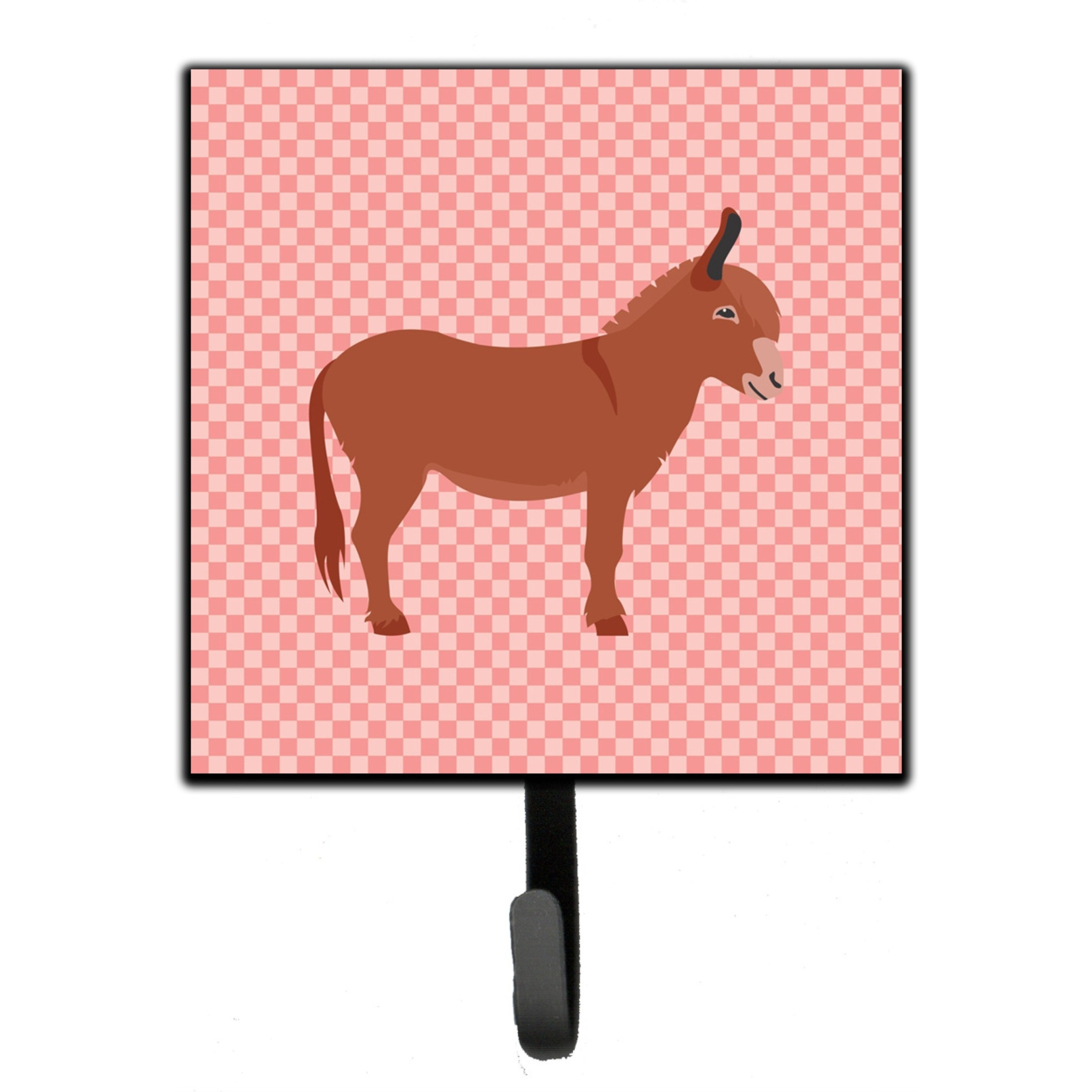 &quotCaroline's Treasures Irish Donkey Pink Check Wall Hook, Small, Multicolor"