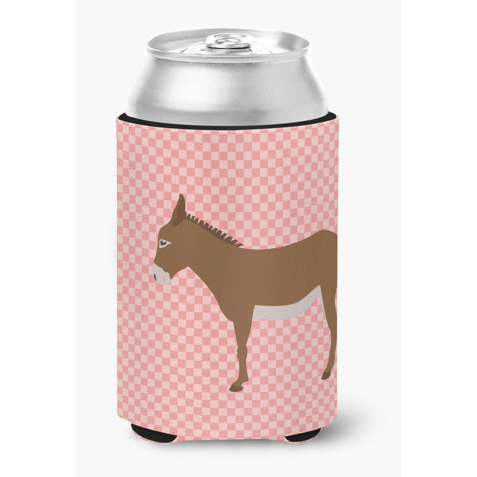 &quotCaroline's Treasures Cotentin Donkey Pink Check Decorative Can Hugger, Multicolor"