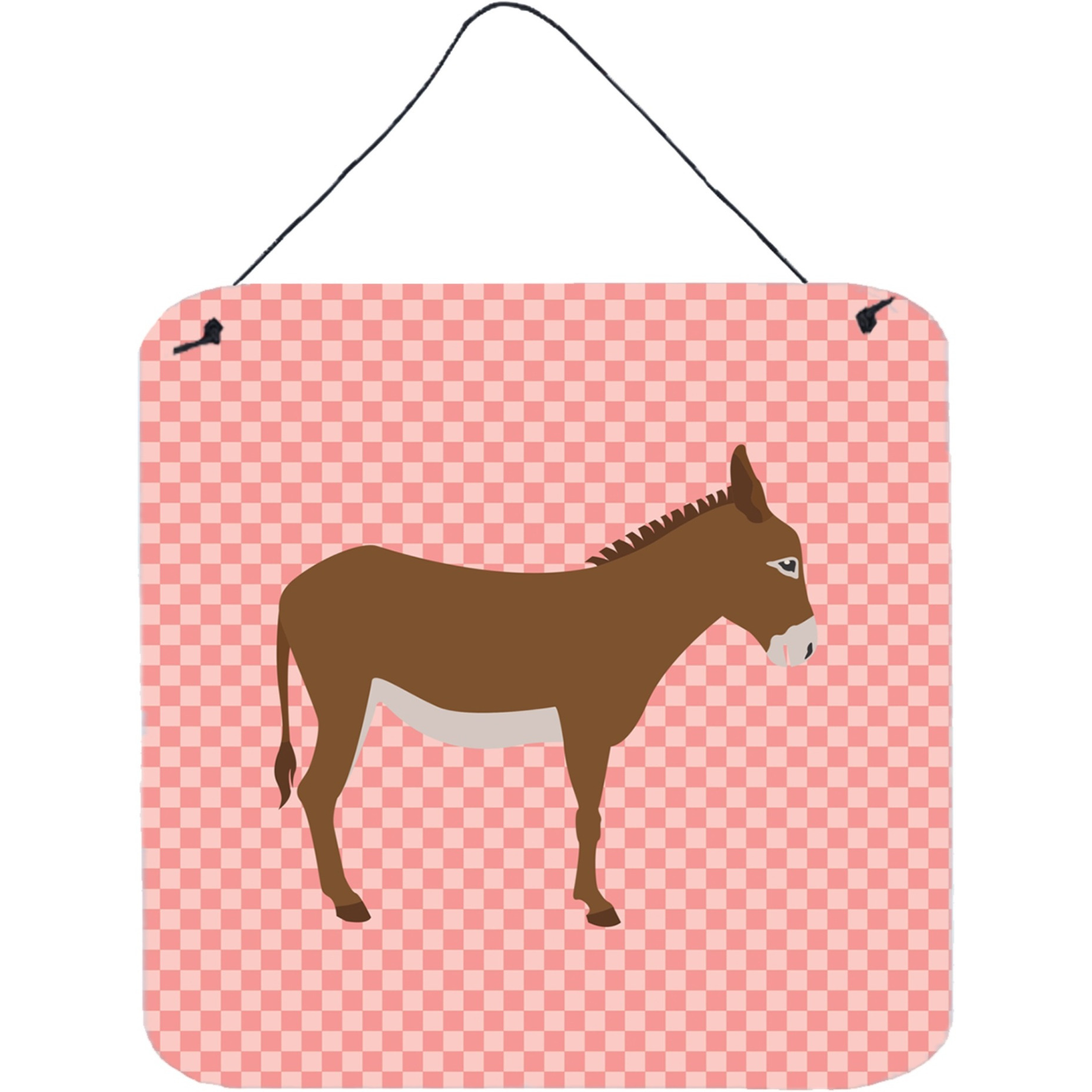&quotCaroline's Treasures Pink Cotentin Donkey Check Metal Print, 6"" H x 6"" W"