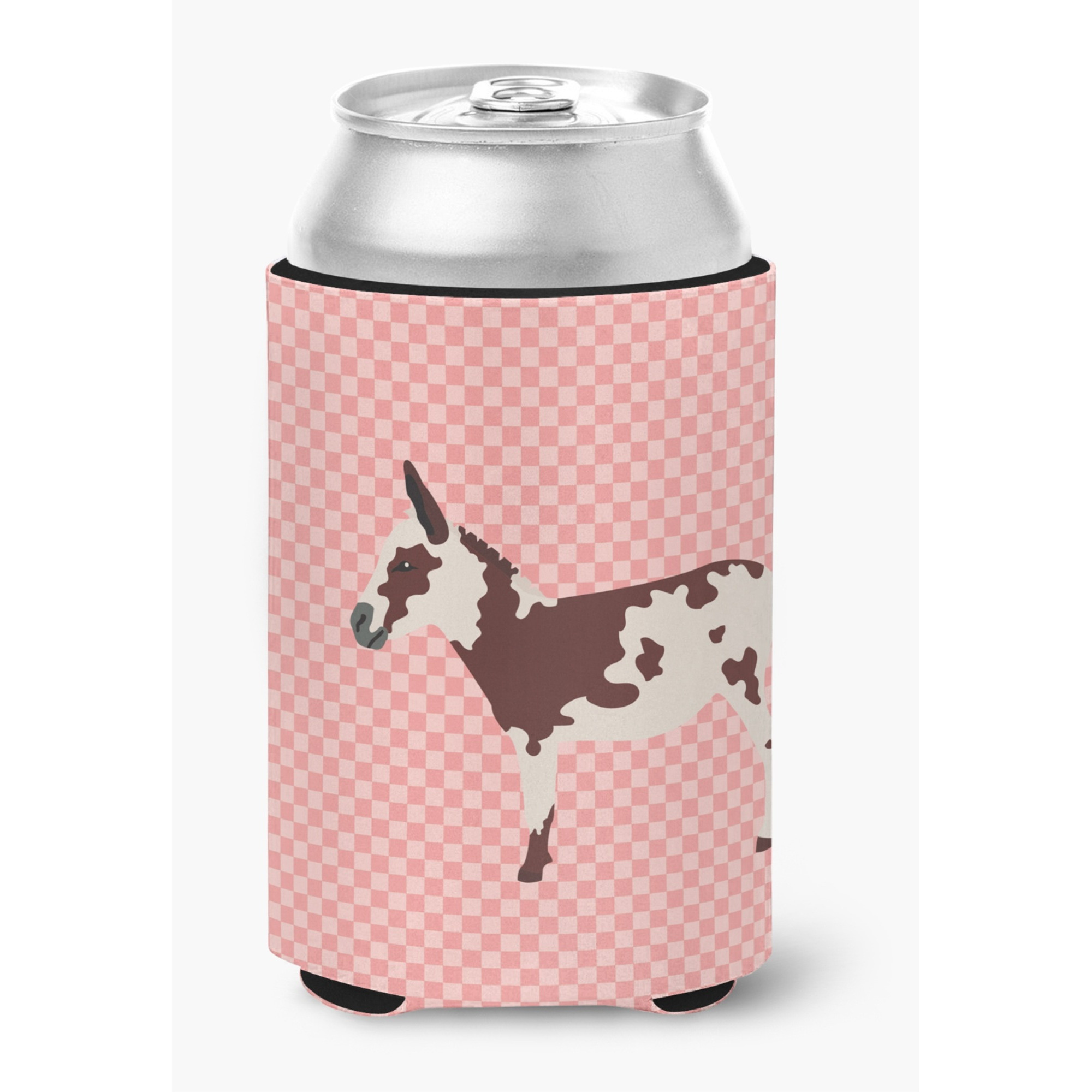 &quotCaroline's Treasures American Spotted Donkey Pink Check Decorative Can Hugger, Multicolor"