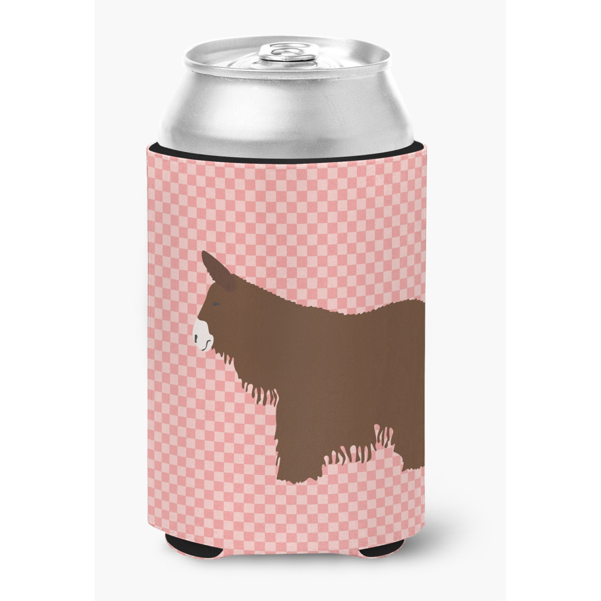 &quotCaroline's Treasures Poitou Poiteuin Donkey Pink Check Decorative Can Hugger, Multicolor"