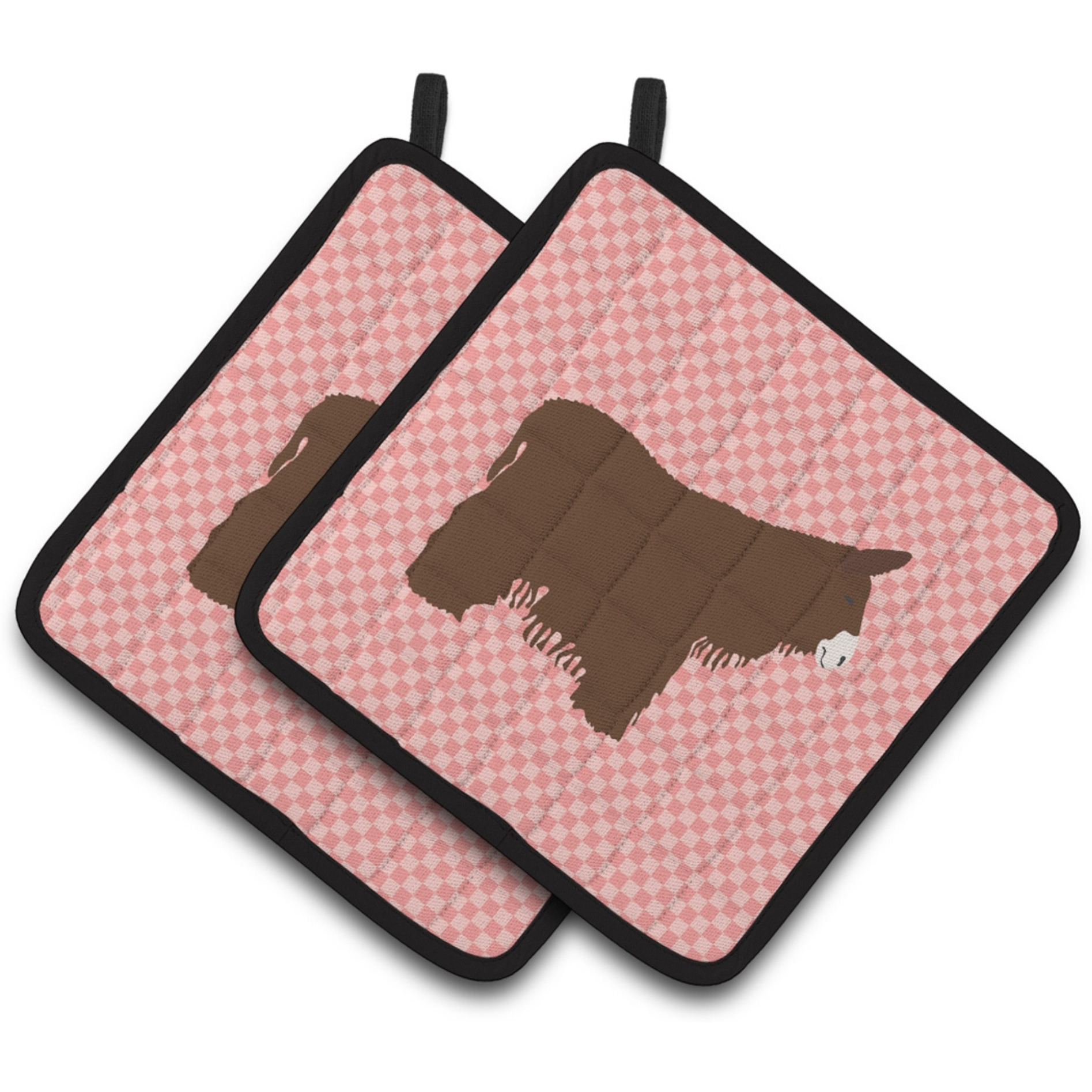 &quotCaroline's Treasures Poitou Poiteuin Donkey Pink Check Decorated Pot Holder, 7.5"" x 7.5"""