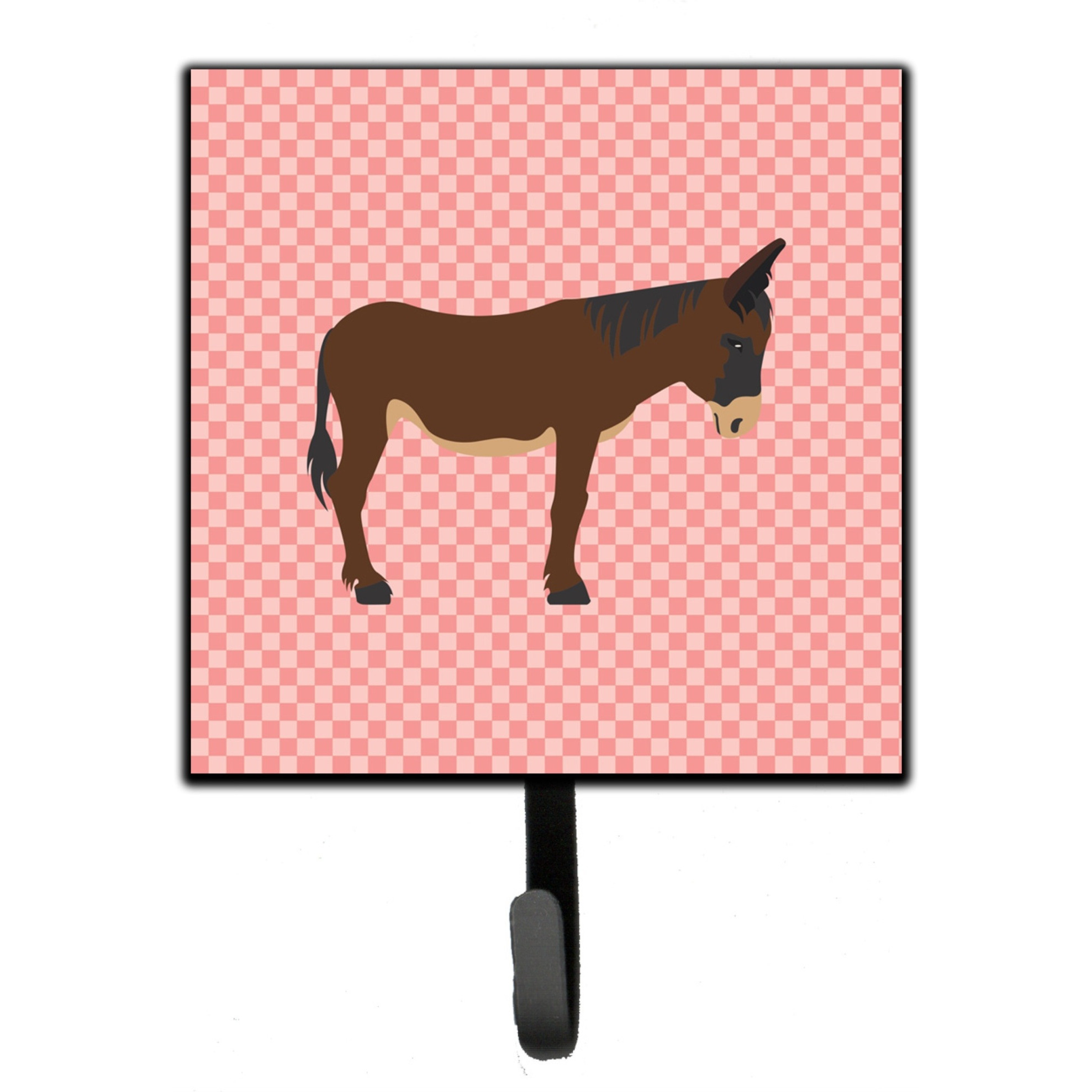 &quotCaroline's Treasures Zamorano-Leones Donkey Pink Check Wall Hook, Small, Multicolor"