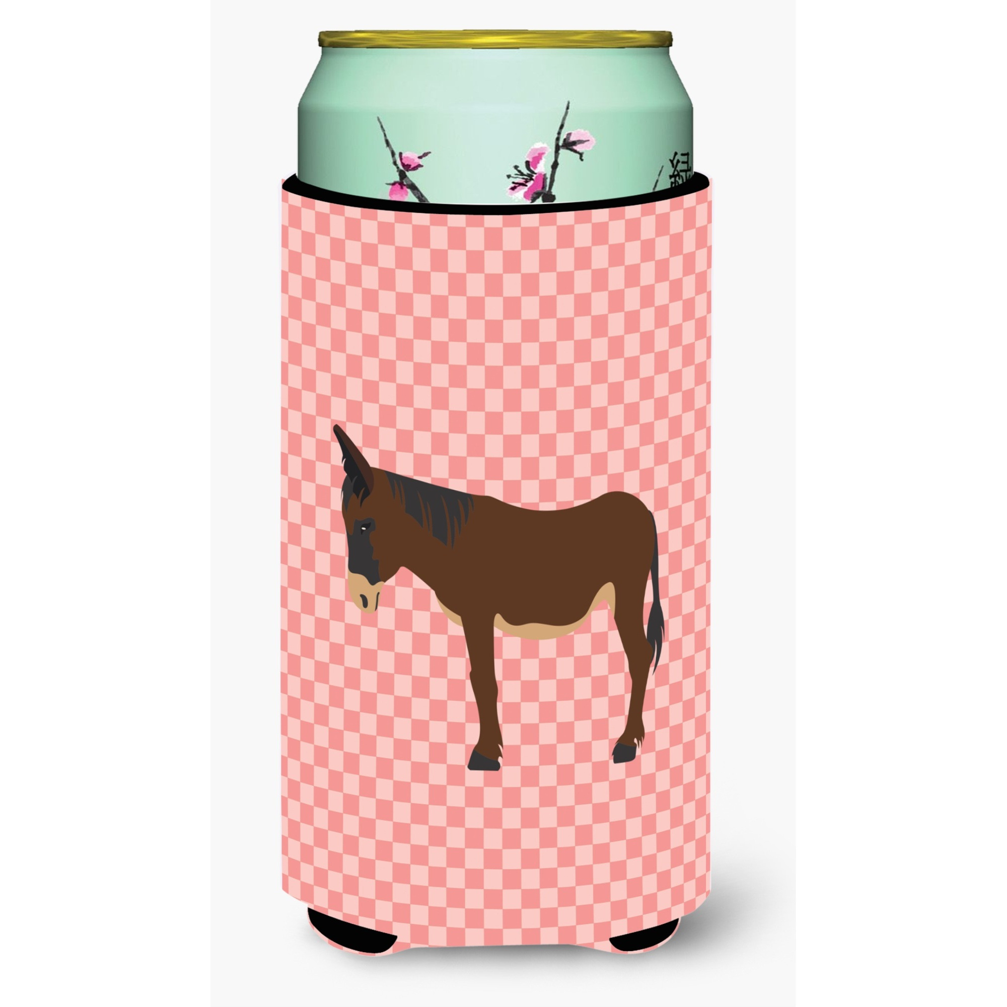 &quotCaroline's Treasures Zamorano-Leones Donkey Pink Check Decorative Can Hugger, Tall Boy, Multicolor"