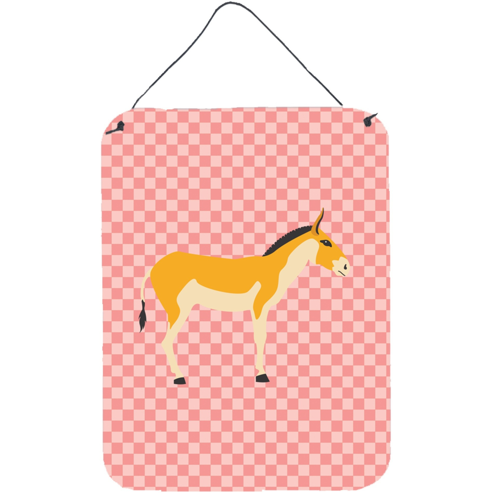 &quotCaroline's Treasures Turkmenian Kulan Donkey Pink Check Metal Print, 16hx12w, Multicolor"