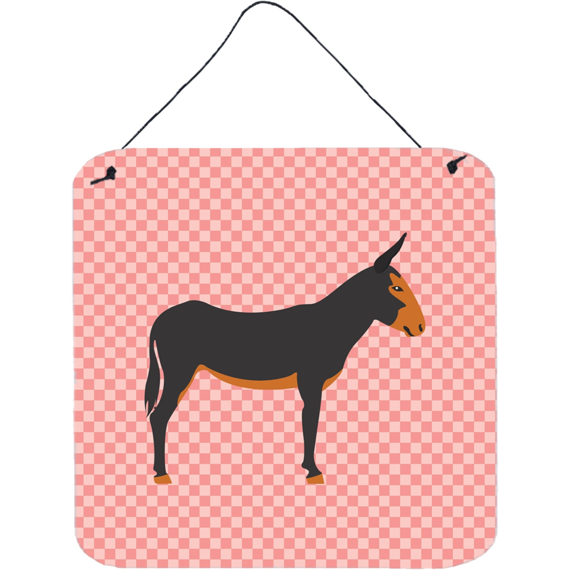 &quotCaroline's Treasures Pink Catalan Donkey Check Metal Print, 6hx6w"